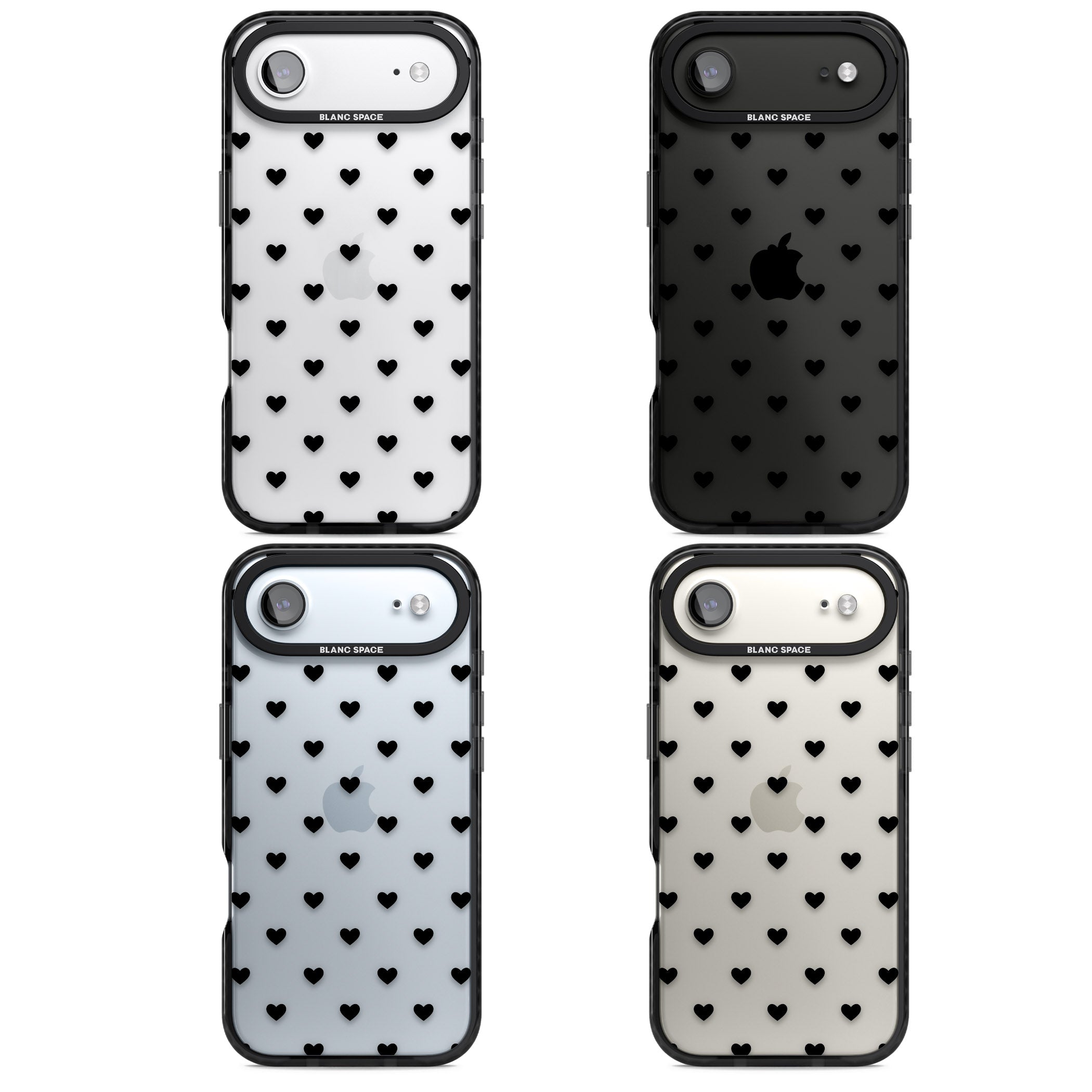 Small Heart Pattern: White & iPhone 17 Air Impact Black Phone Case APT Impact Protection