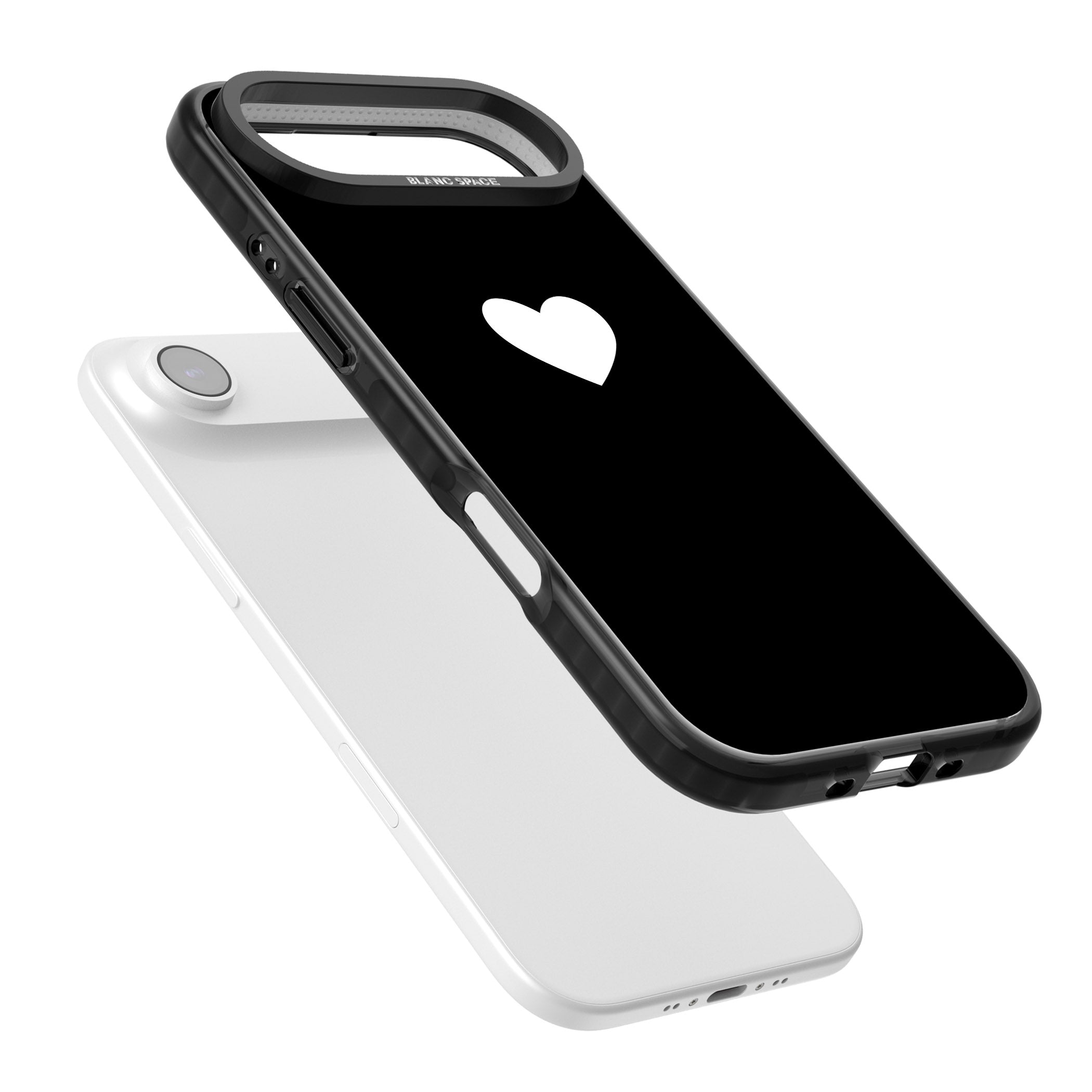 Single Heart Design: White & iPhone 17 Air Impact Black Phone Case Colours