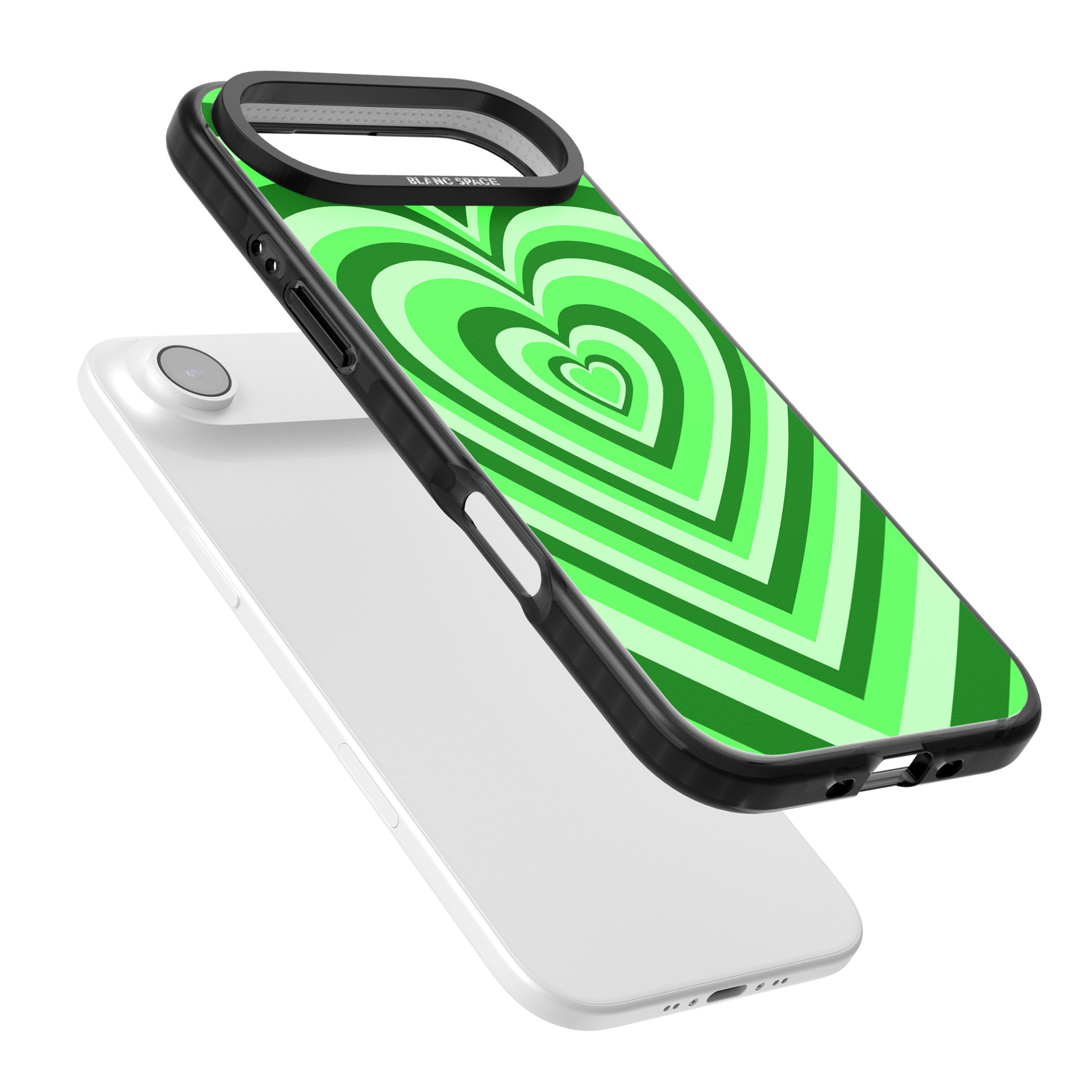Green Heart Illusion iPhone 17 Air Impact Black Phone Case Colours