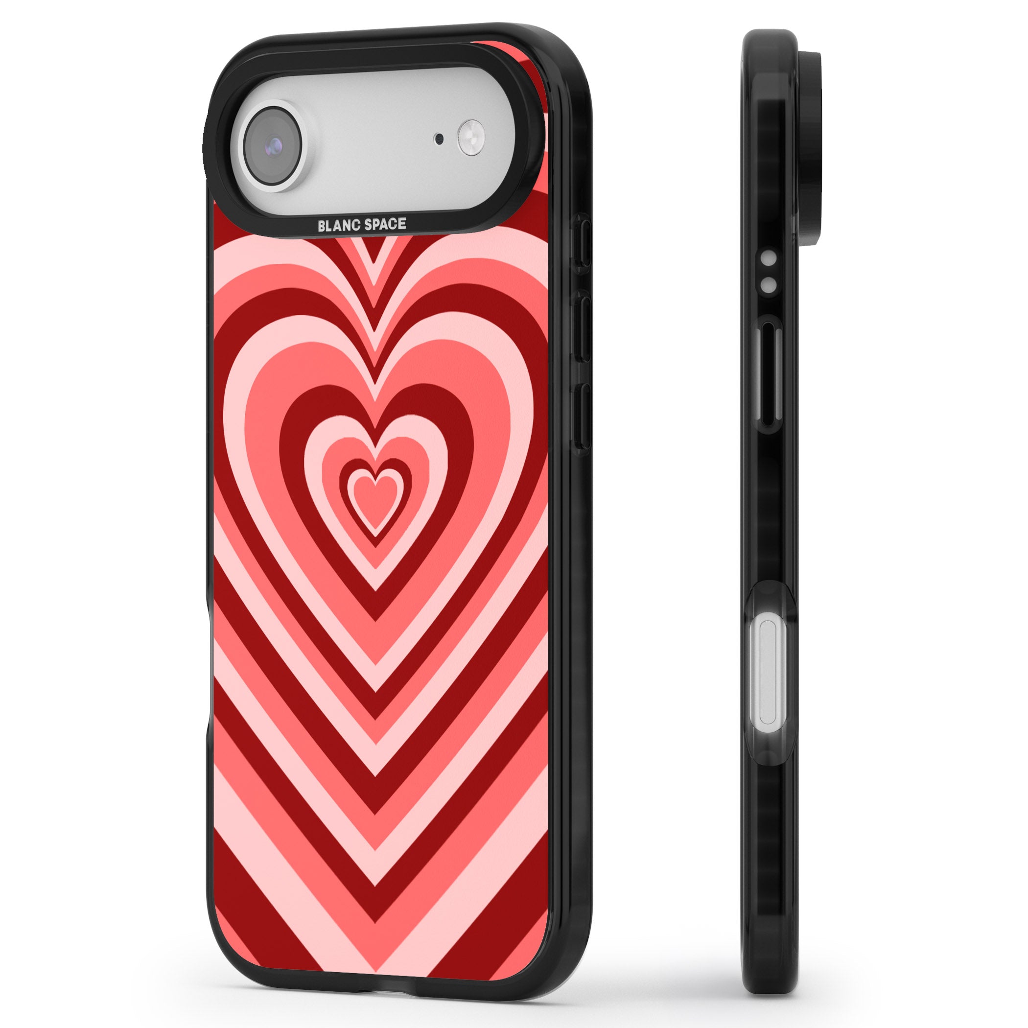 Red Heart Illusion iPhone 17 Air Impact Black Phone Case Side Profile
