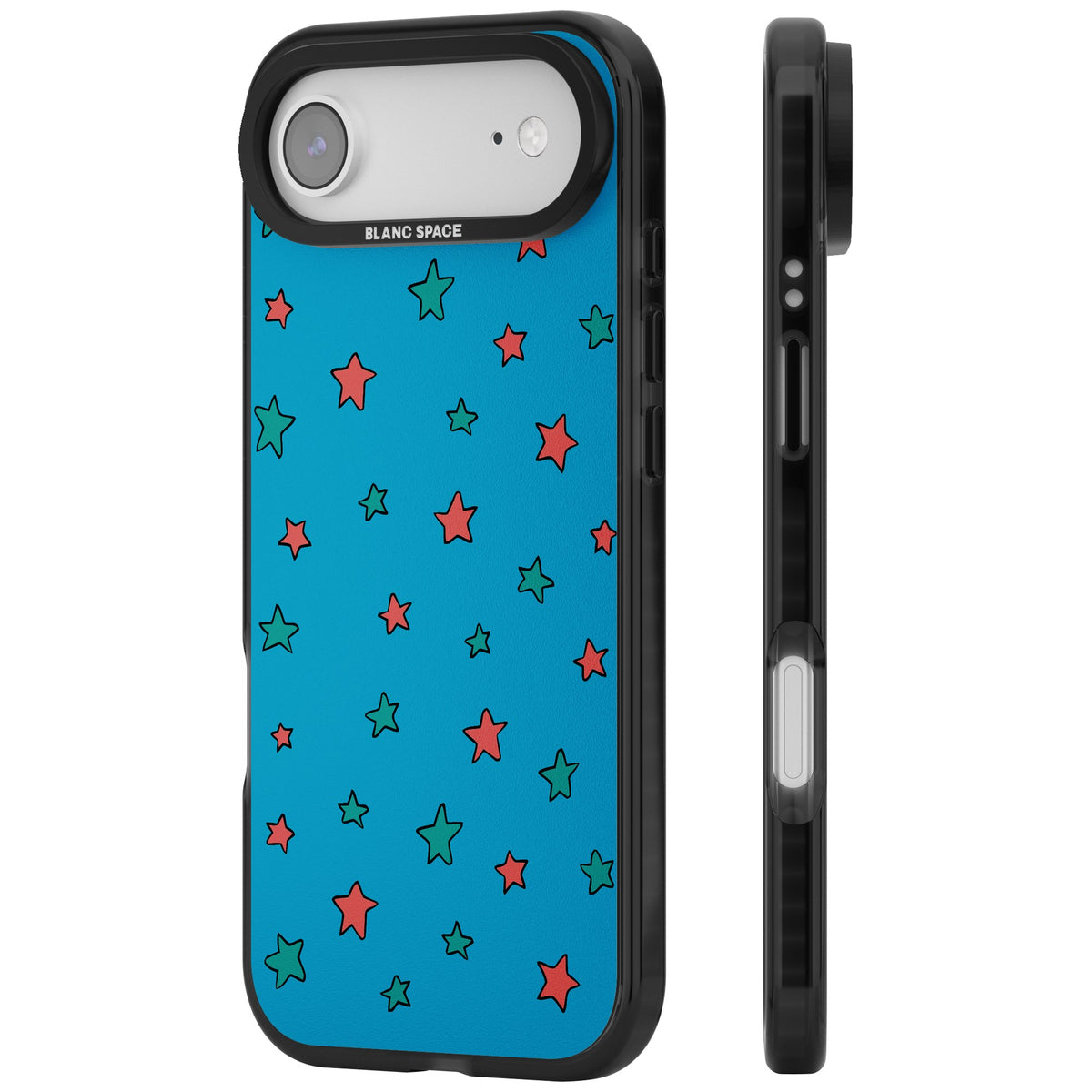 Blue Heartstopper Stars Pattern iPhone Air Impact Black Phone Case side