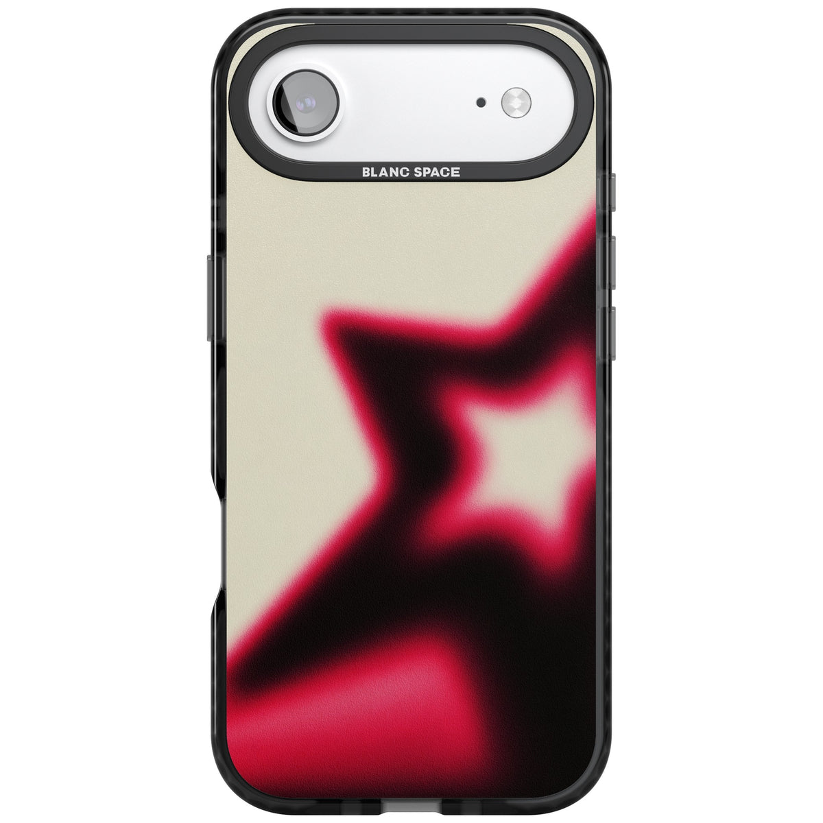 Rouge Y2K iPhone case featuring a blurred aura star in hot pink and black on a soft cream background iPhone Air / iPhone 17 Air Impact Black Phone Case front