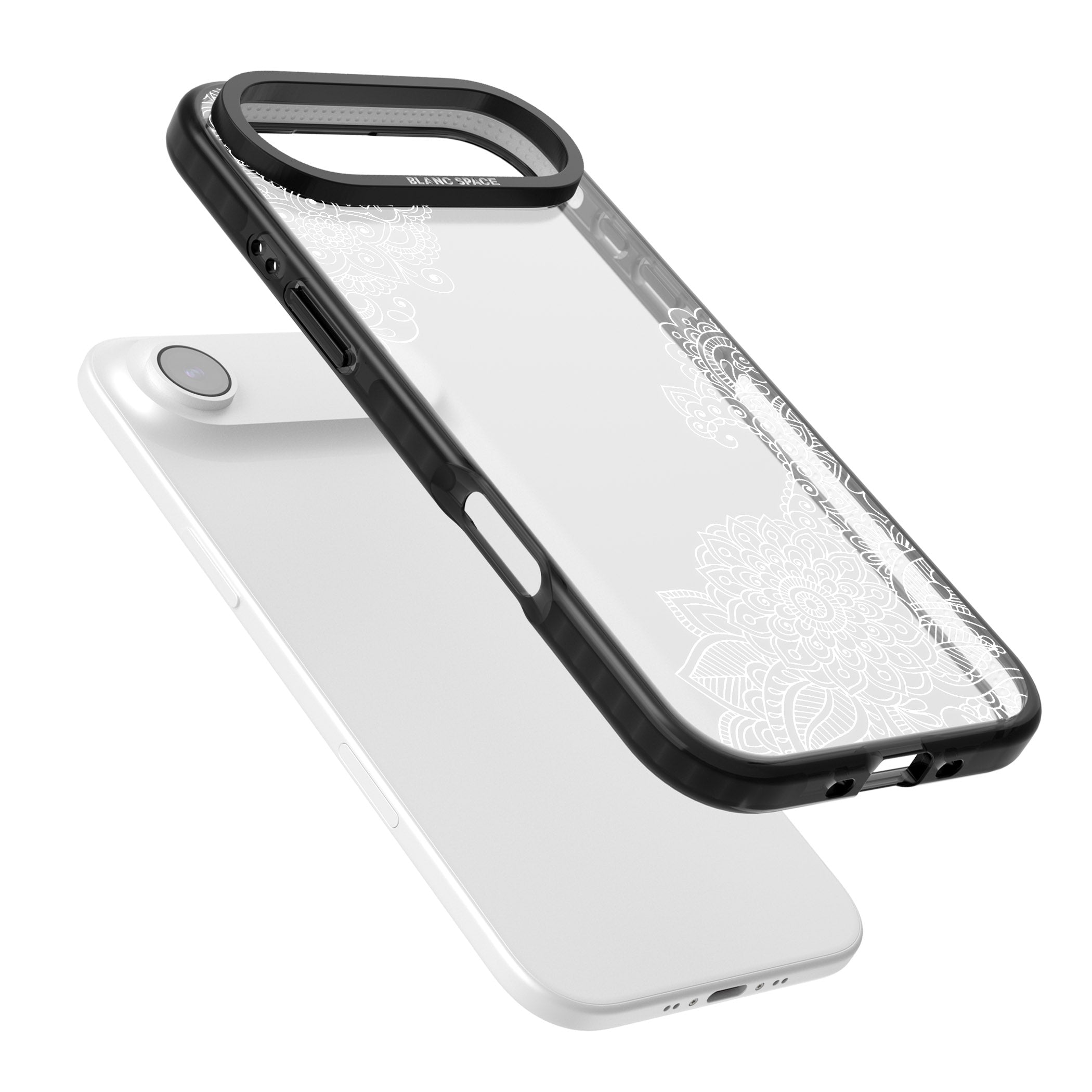 White Henna Botanicals iPhone 17 Air Impact Black Phone Case Colours