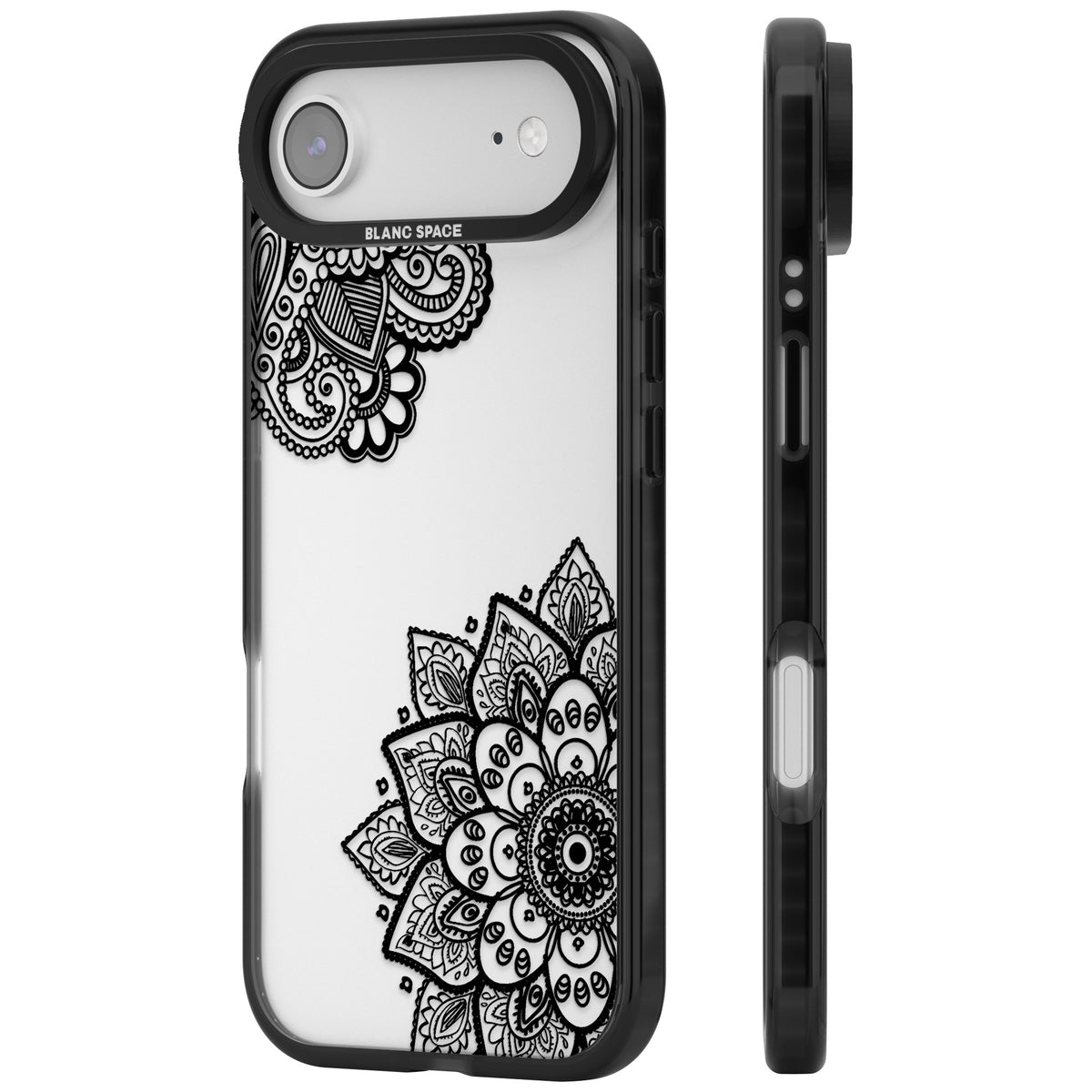 Black Henna Florals iPhone Air Impact Black Phone Case side