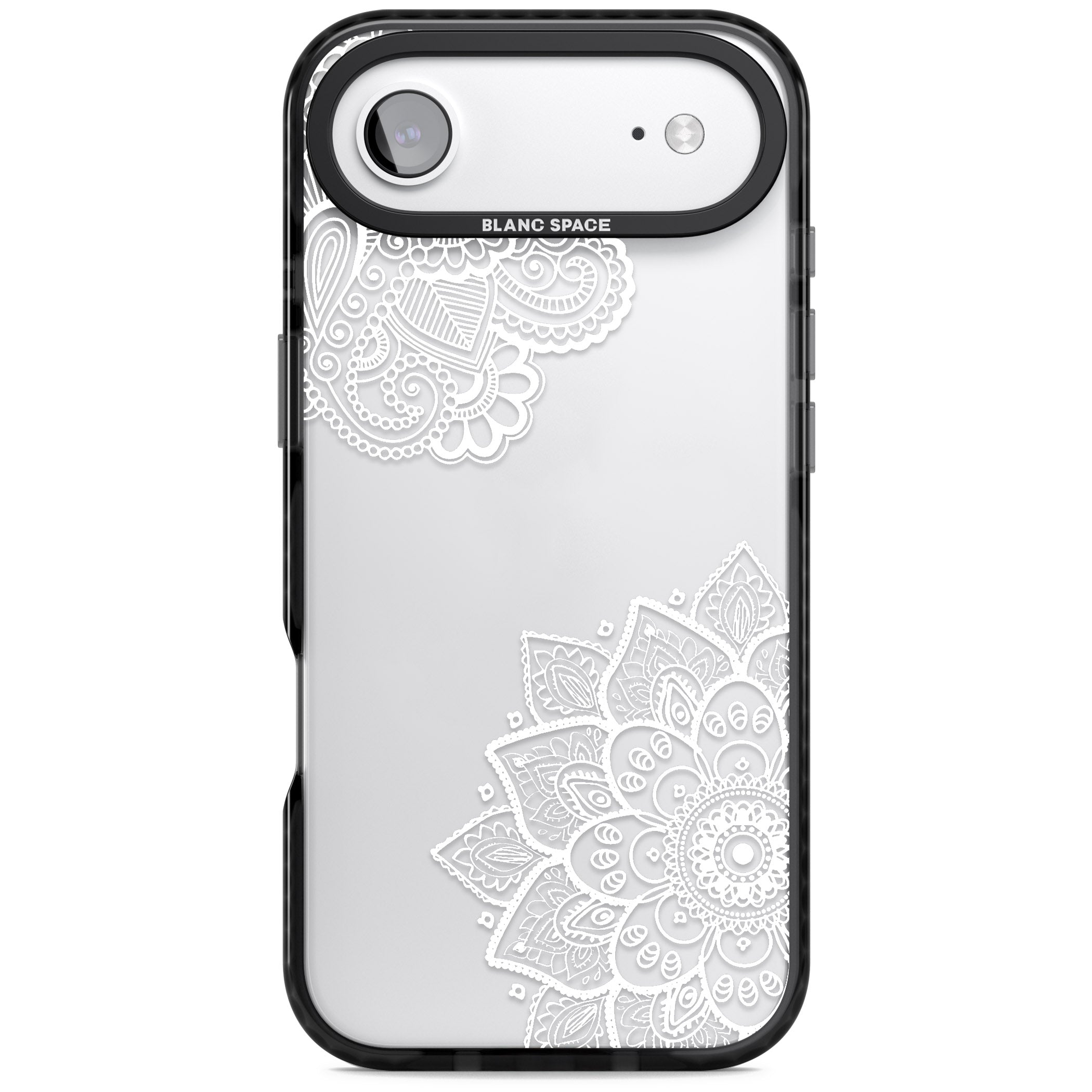 White Henna Florals iPhone 17 Air Impact Black Phone Case
