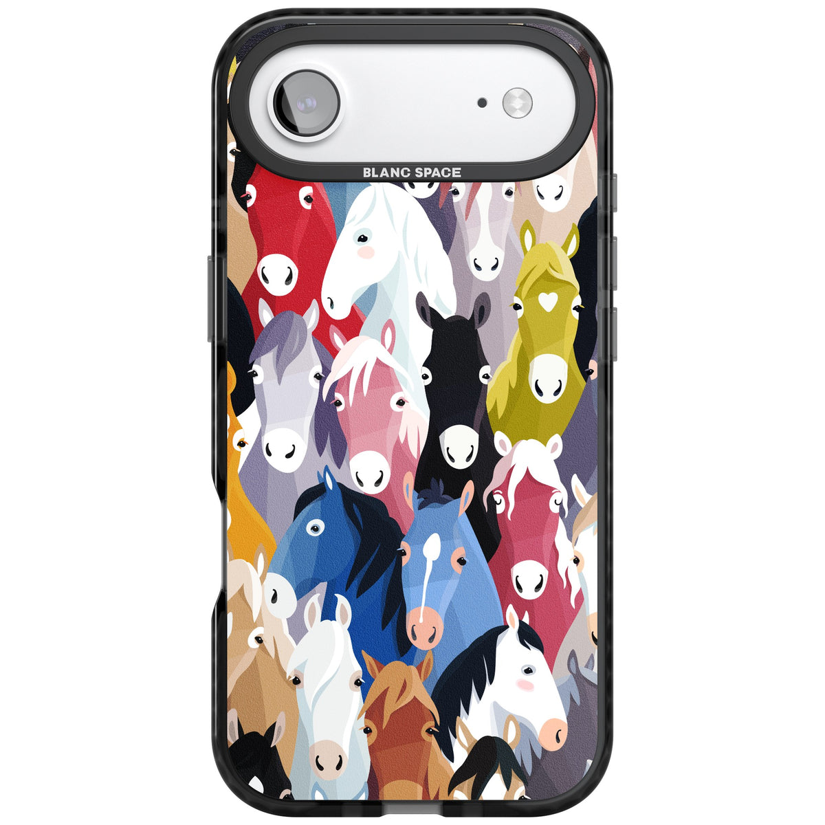 Colourful Horse Pattern iPhone Air Impact Black Phone Case front
