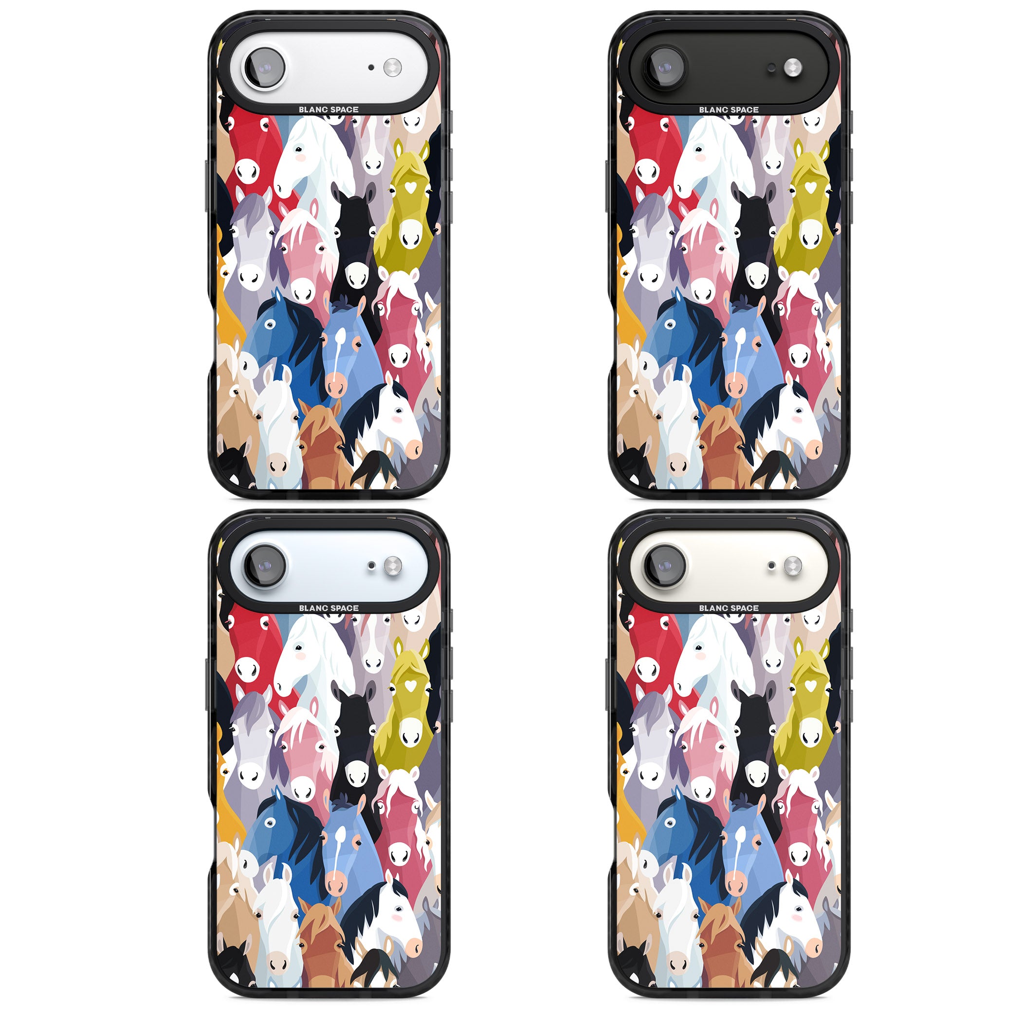 Colourful Horse Pattern iPhone 17 Air Impact Black Phone Case APT Impact Protection