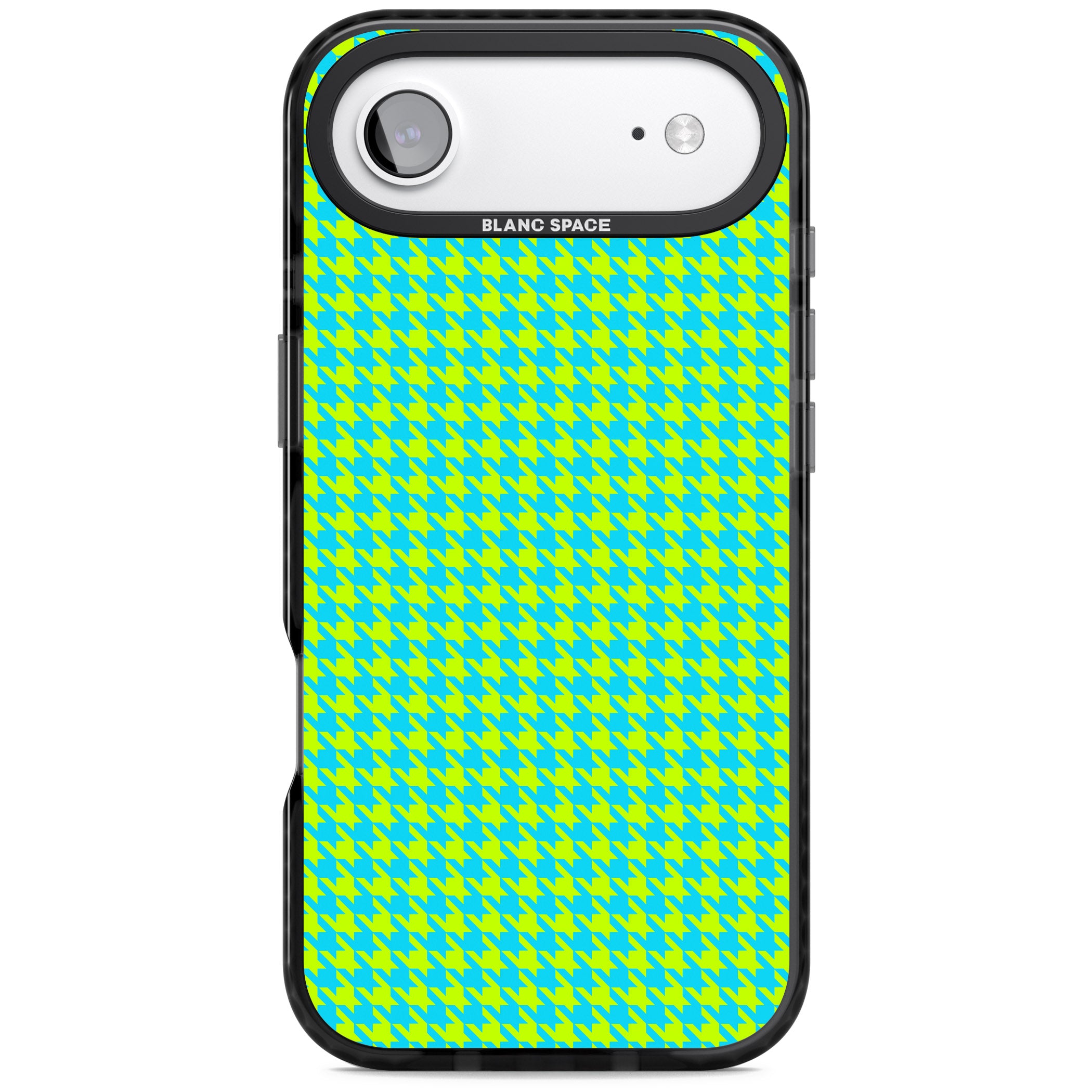 Neon Lime & Turquoise Houndstooth iPhone 17 Air Impact Black Phone Case