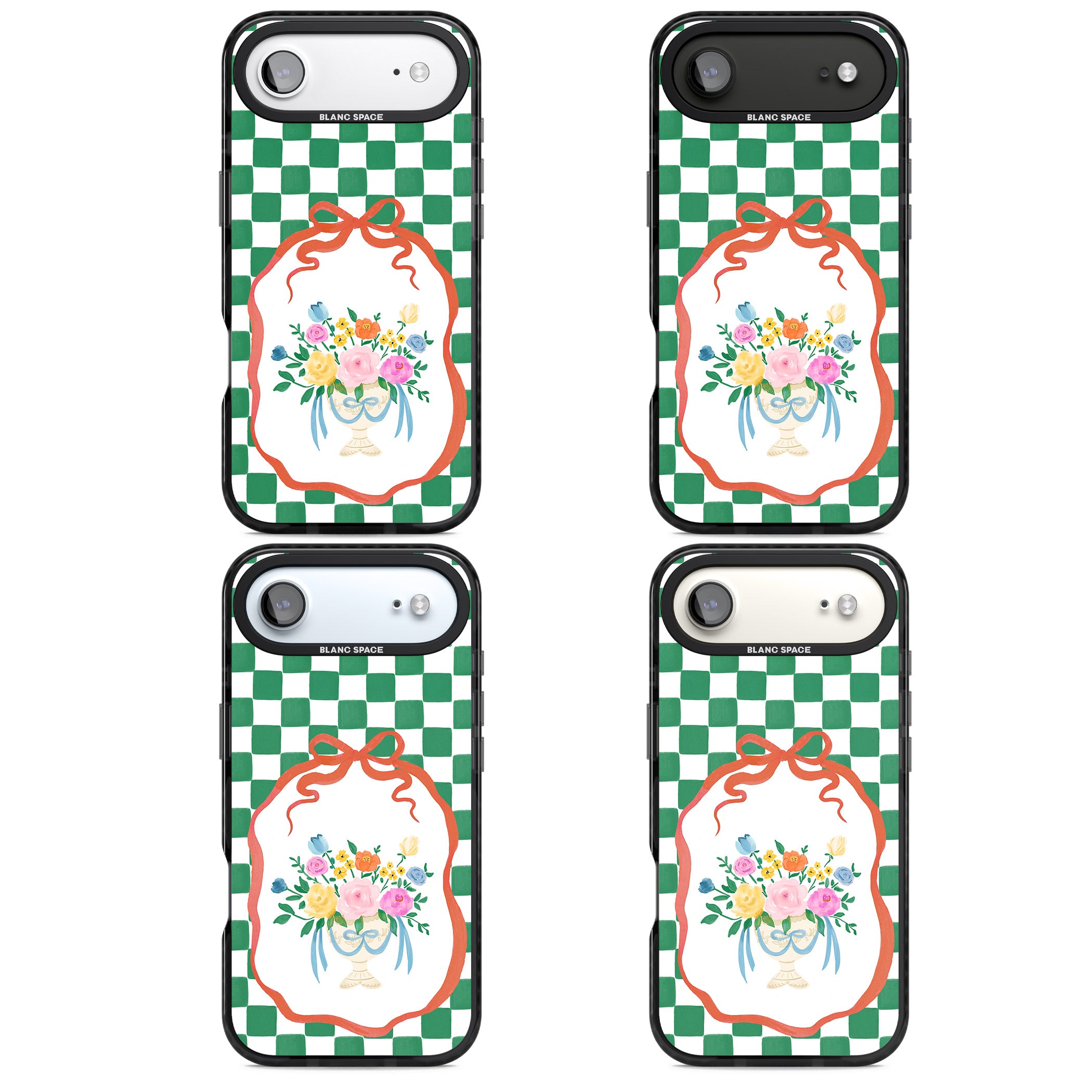 Green Checked Bouquet iPhone 17 Air Impact Black Phone Case APT Impact Protection