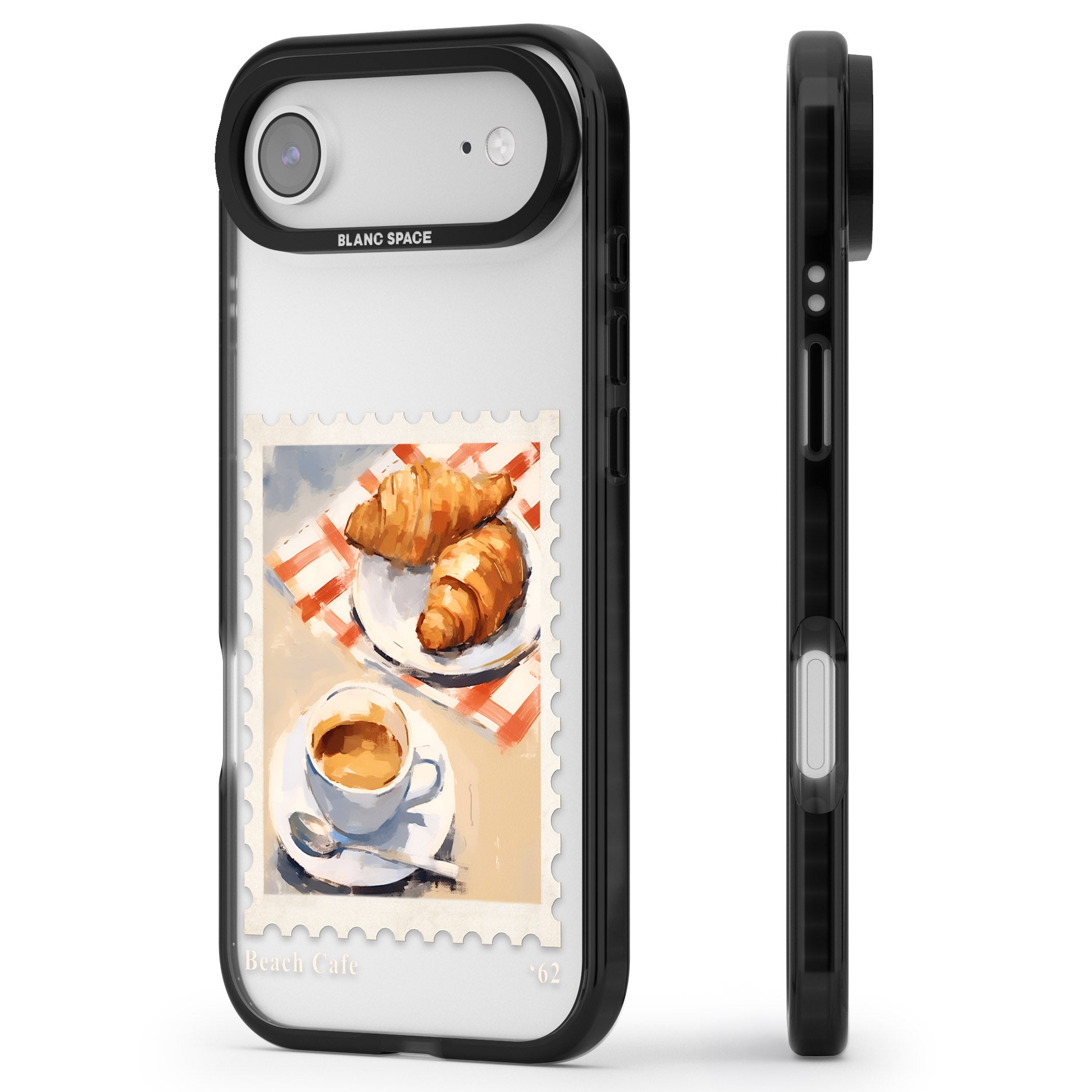 Cafe Stamp iPhone 17 Air Impact Black Phone Case Side Profile
