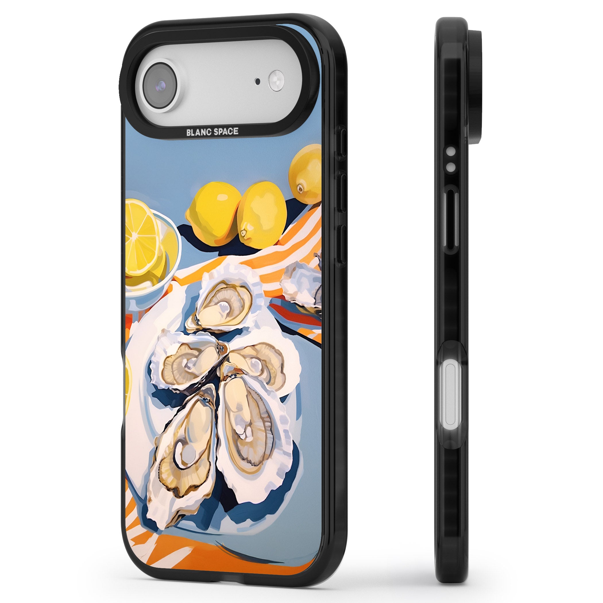 Fresh Oysters & Lemons iPhone 17 Air Impact Black Phone Case Side Profile