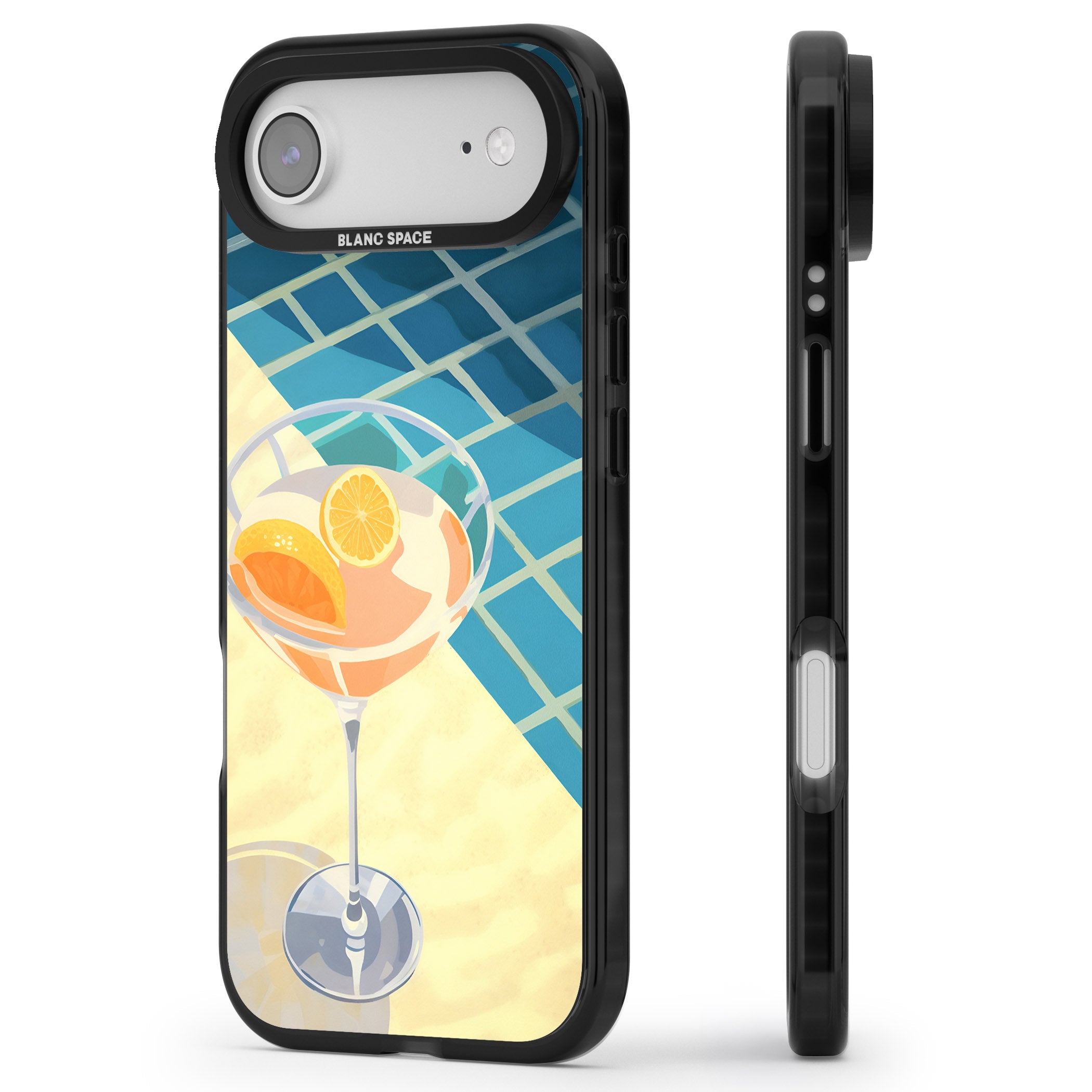 Poolside Citrus Cocktail iPhone 17 Air Impact Black Phone Case Side Profile