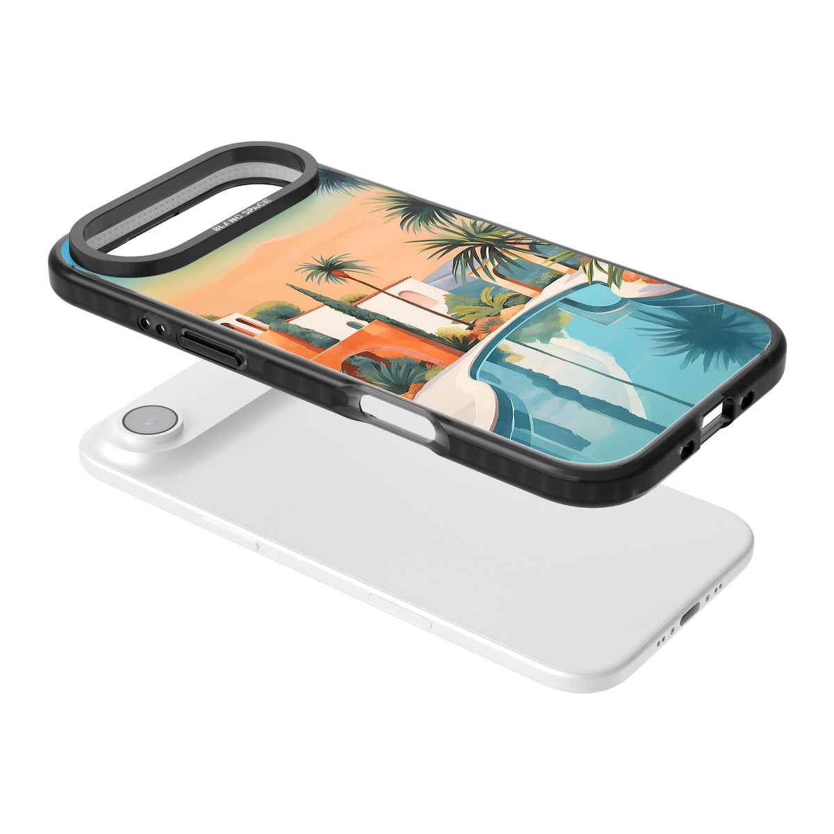 Villa Sunset iPhone Air Impact Black Phone Case angled