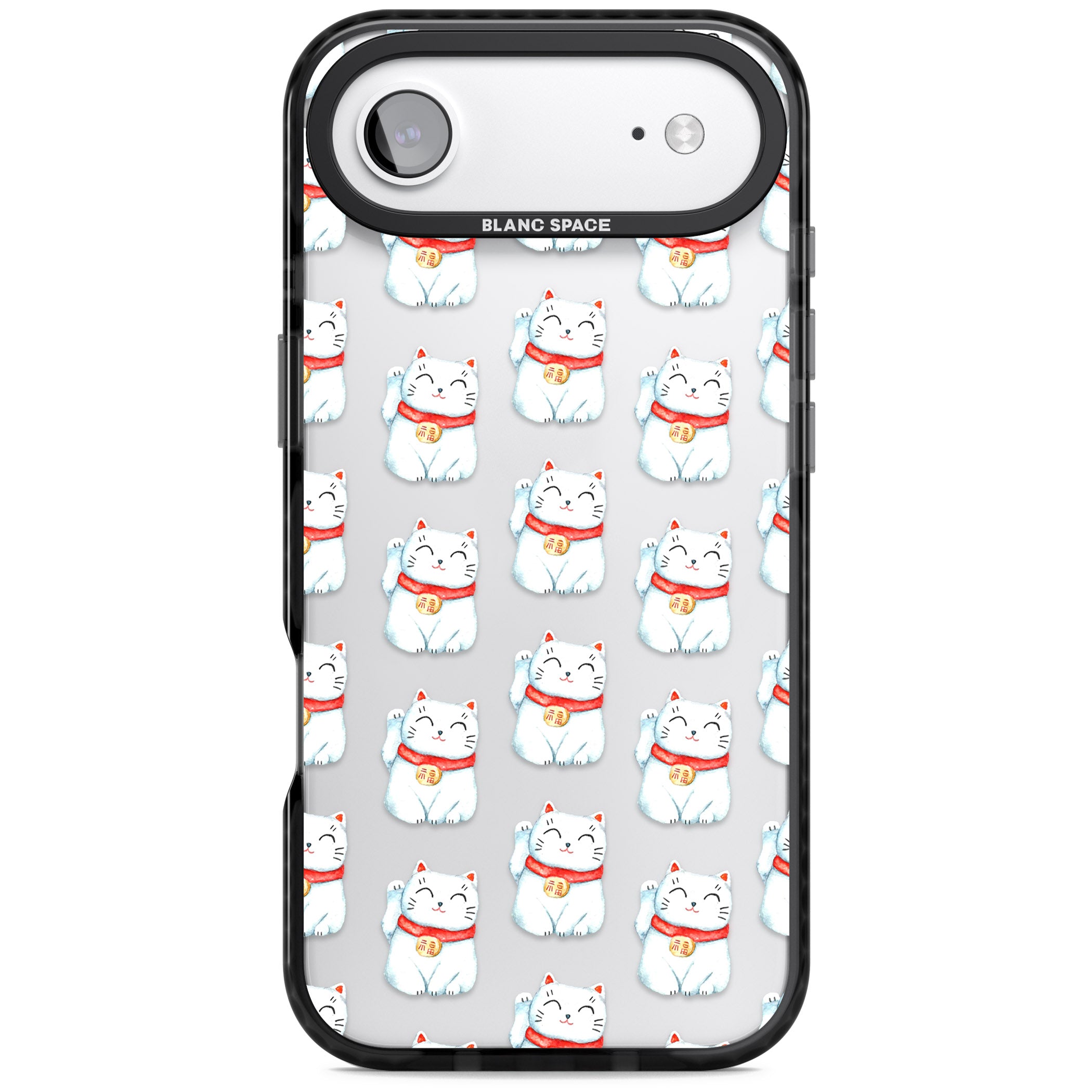 Lucky Cat Pattern iPhone 17 Air Impact Black Phone Case