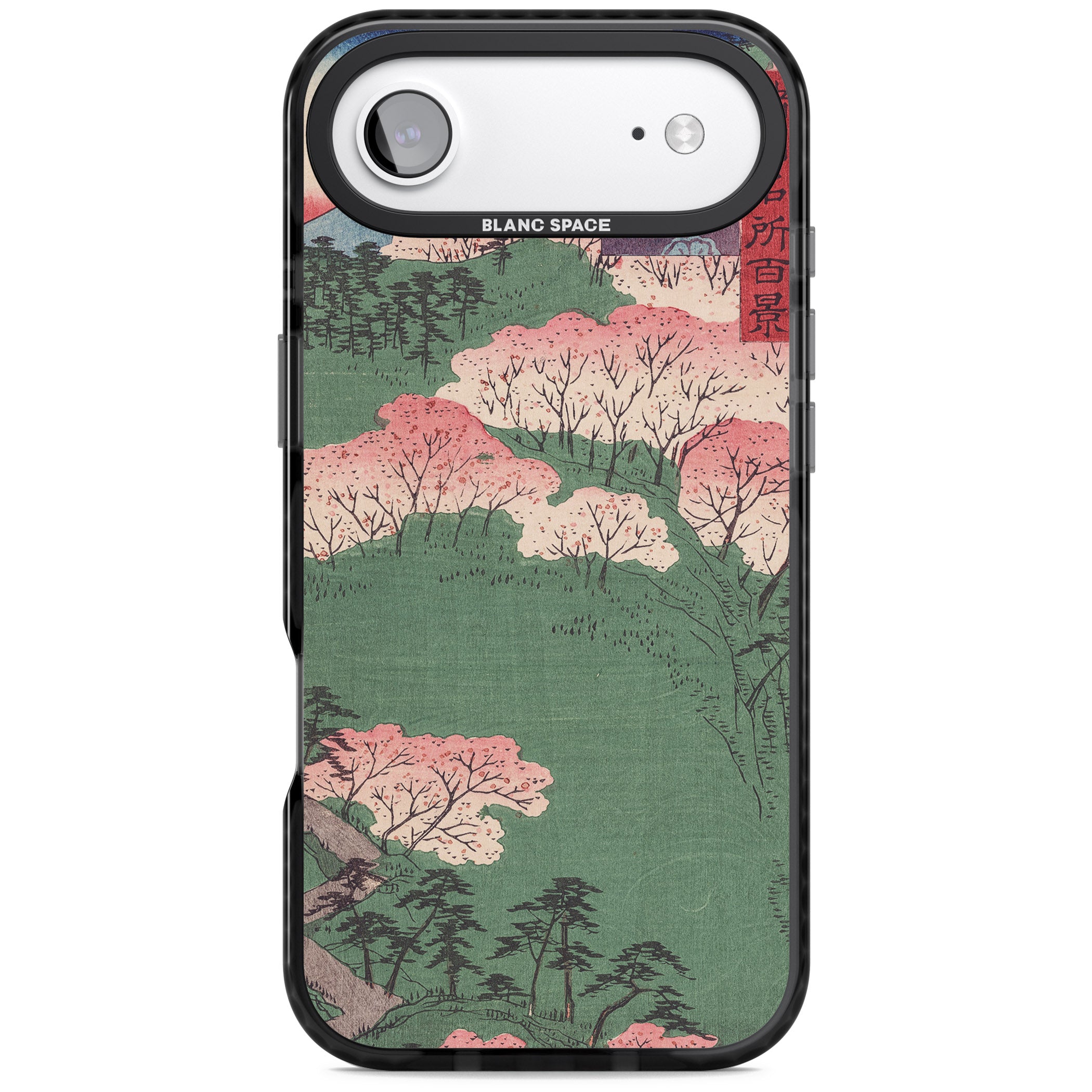 Japanese Illustration Cherry Blossom Forest iPhone 17 Air Impact Black Phone Case