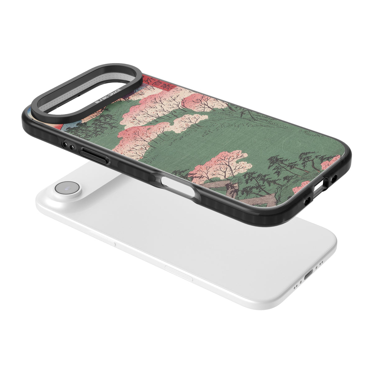 Japanese Cherry Blossom Forest iPhone Air Impact Black Phone Case angled
