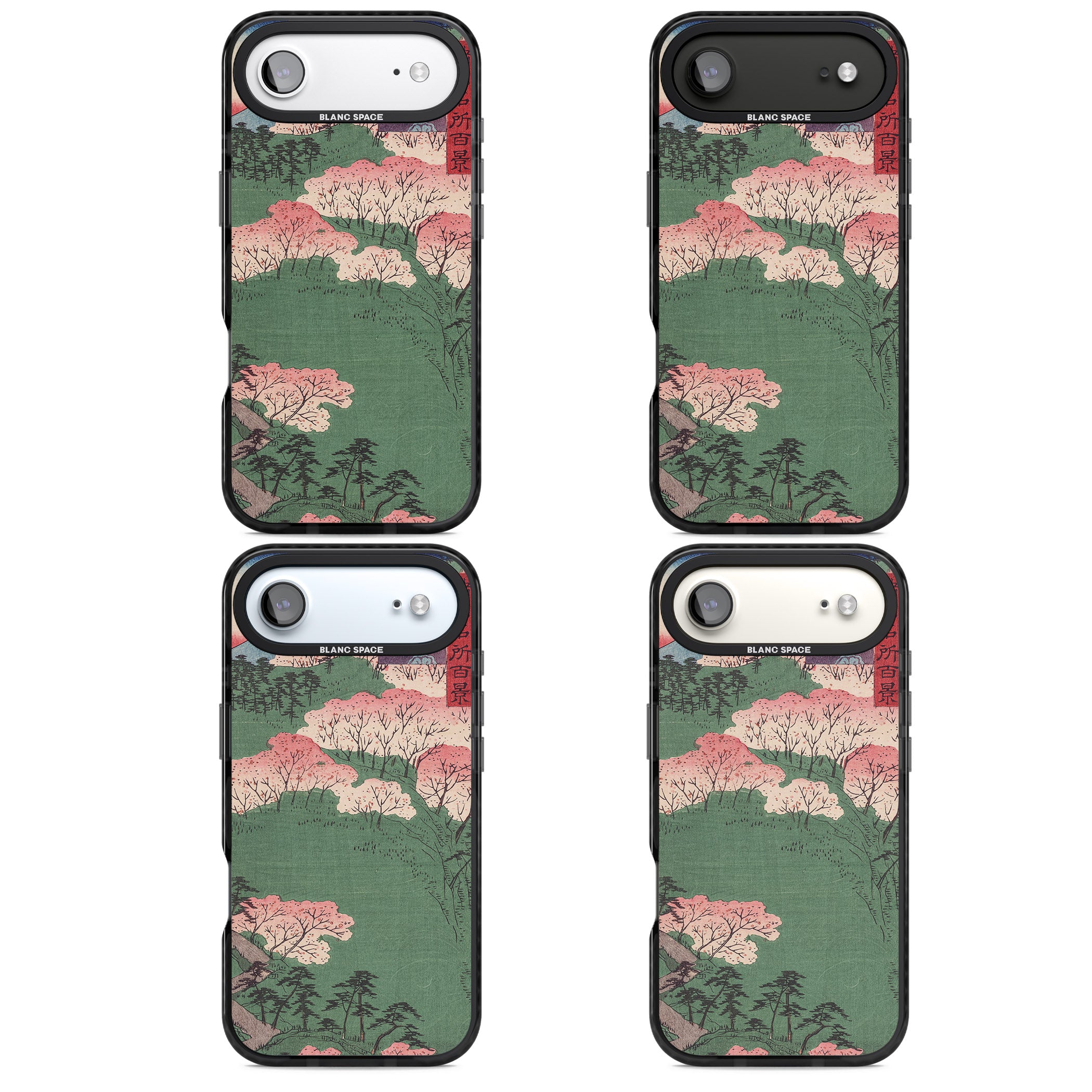 Japanese Illustration Cherry Blossom Forest iPhone 17 Air Impact Black Phone Case APT Impact Protection