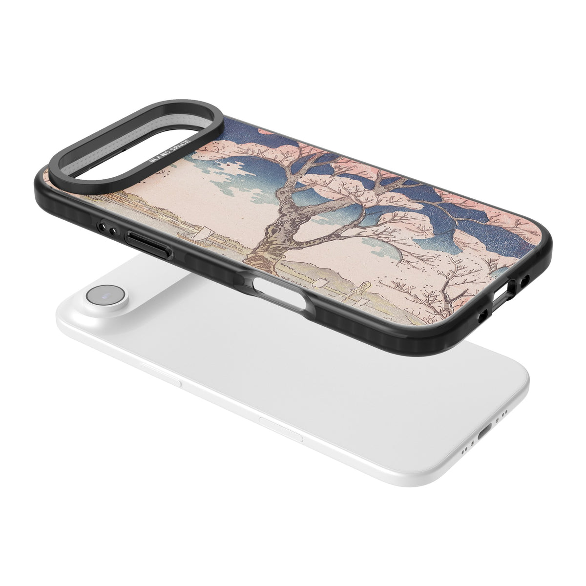 Vintage Japanese Cherry Tree iPhone Air Impact Black Phone Case angled