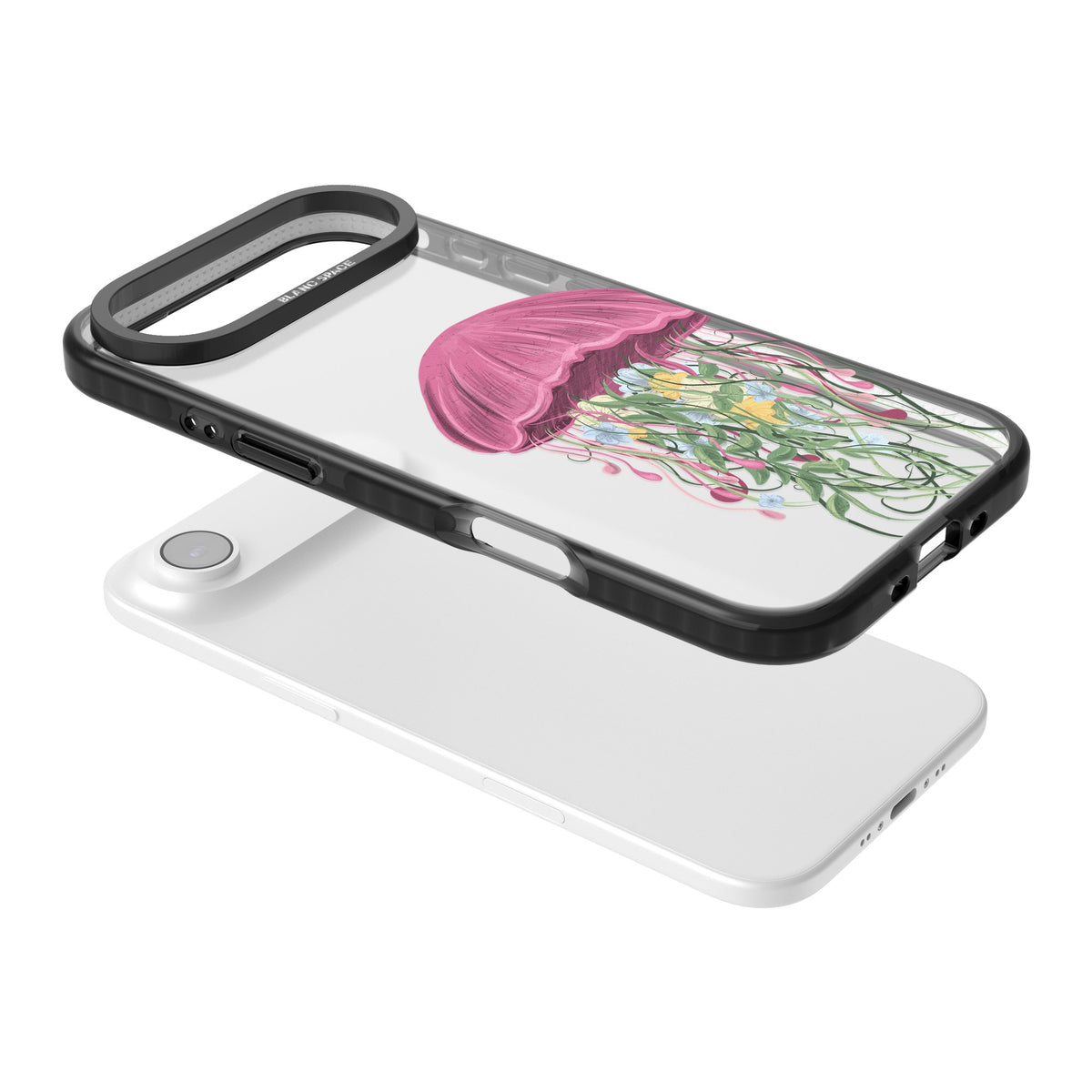 Botanical Jellyfish iPhone Air Impact Black Phone Case angled