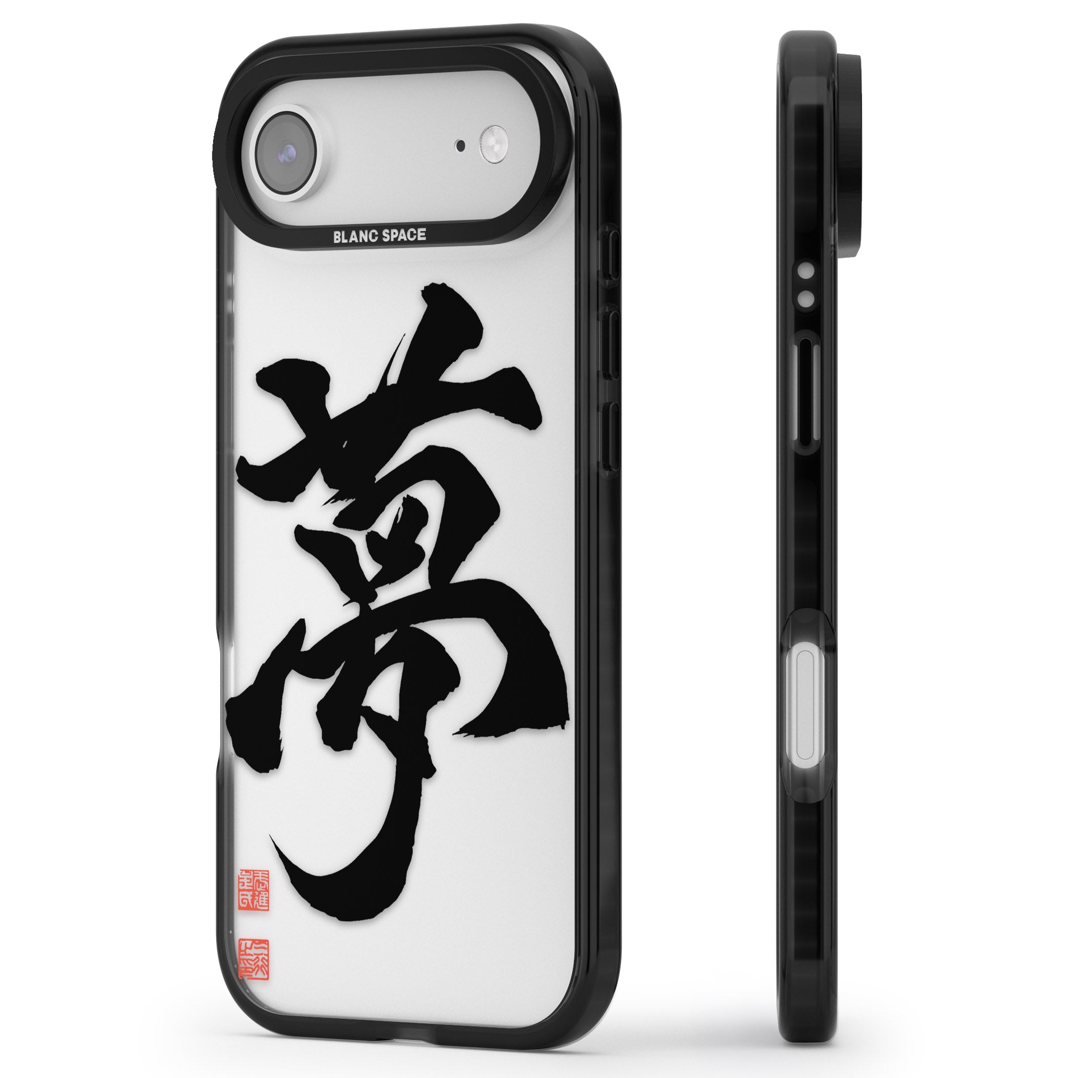 Japanese Kanji Dream iPhone 17 Air Impact Black Phone Case Side Profile