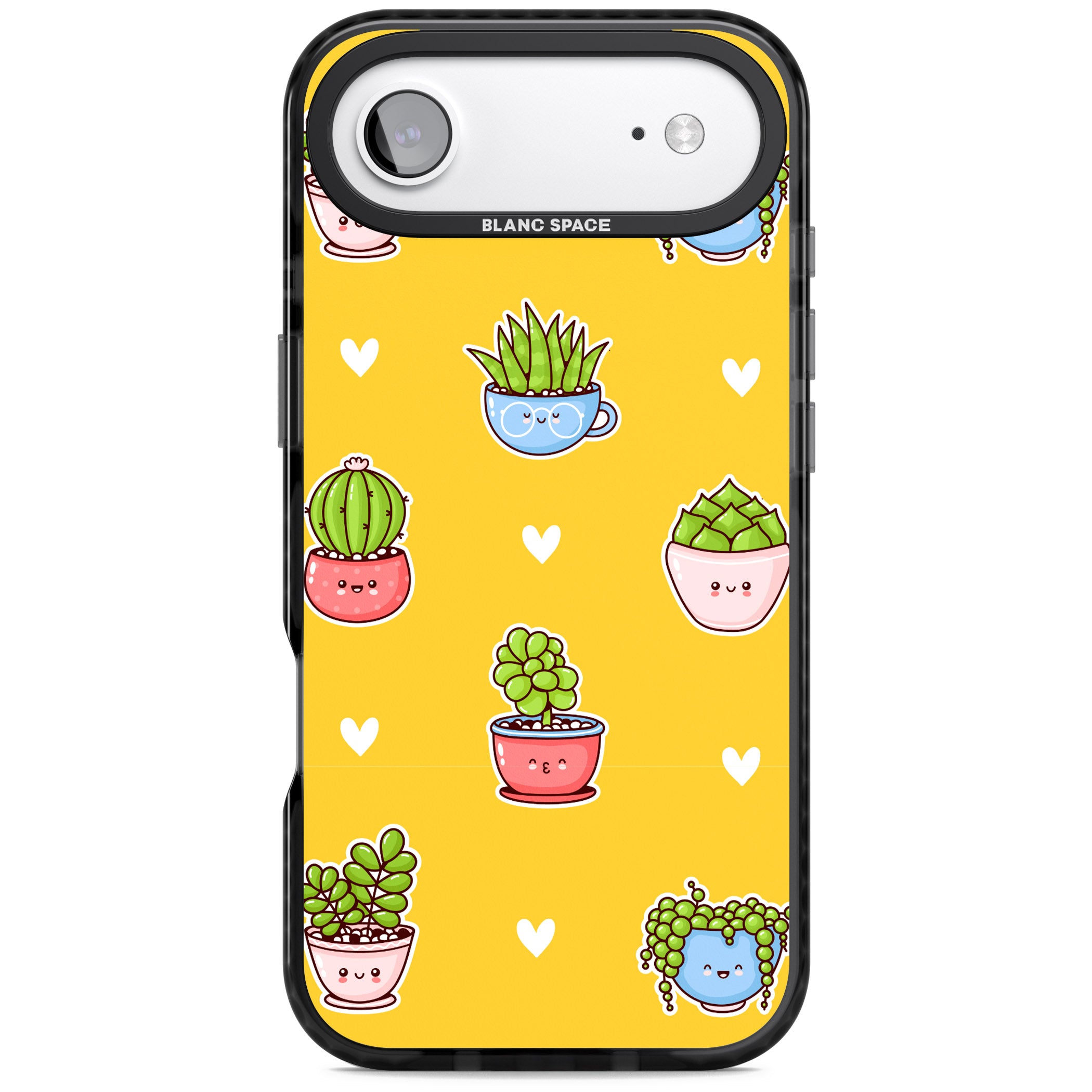 Plant Faces Kawaii Pattern iPhone 17 Air Impact Black Phone Case