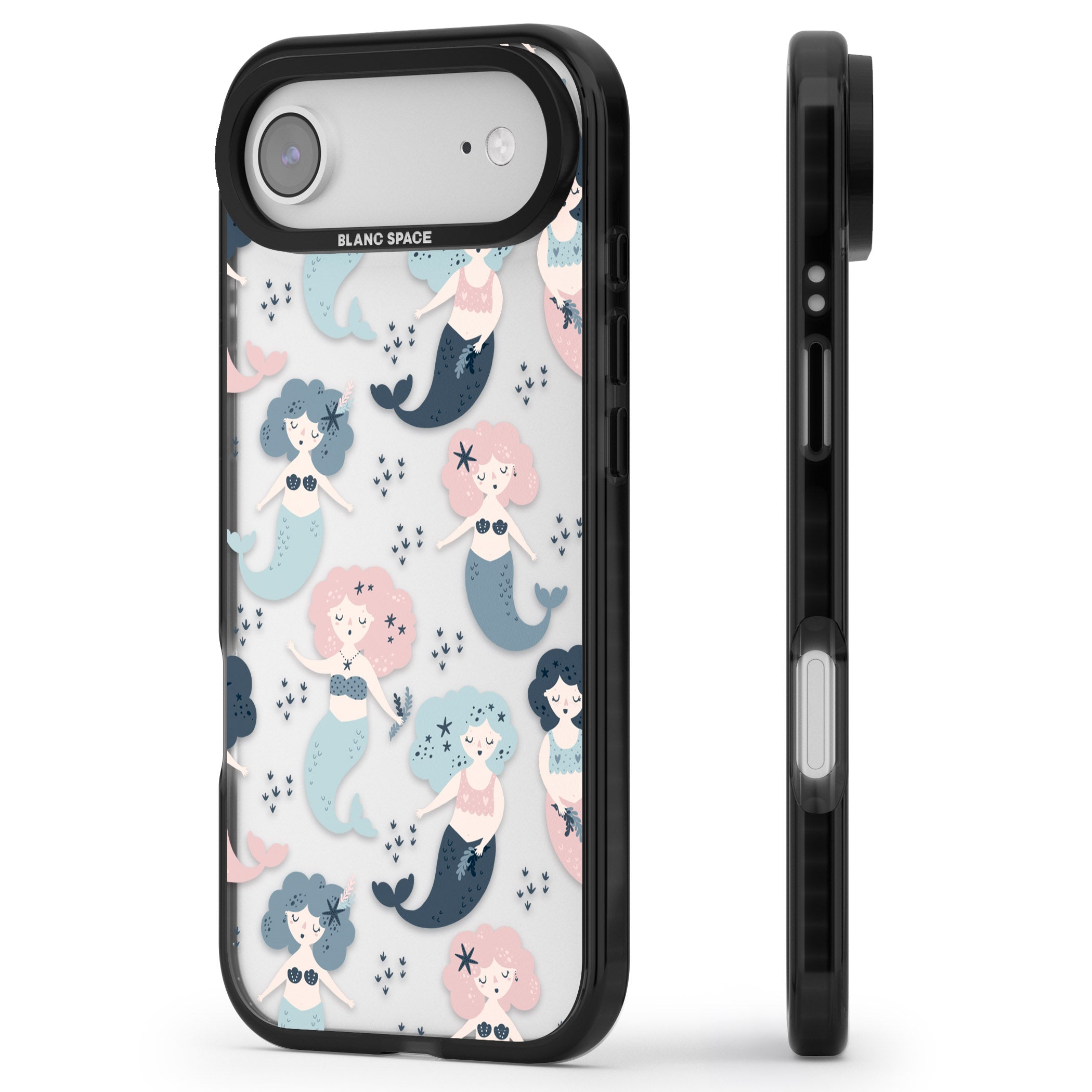 Pastel Mermaids iPhone 17 Air Impact Black Phone Case Side Profile