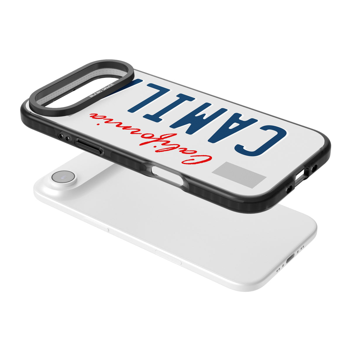Personalised California License Plate iPhone Air Impact Black Phone Case angled