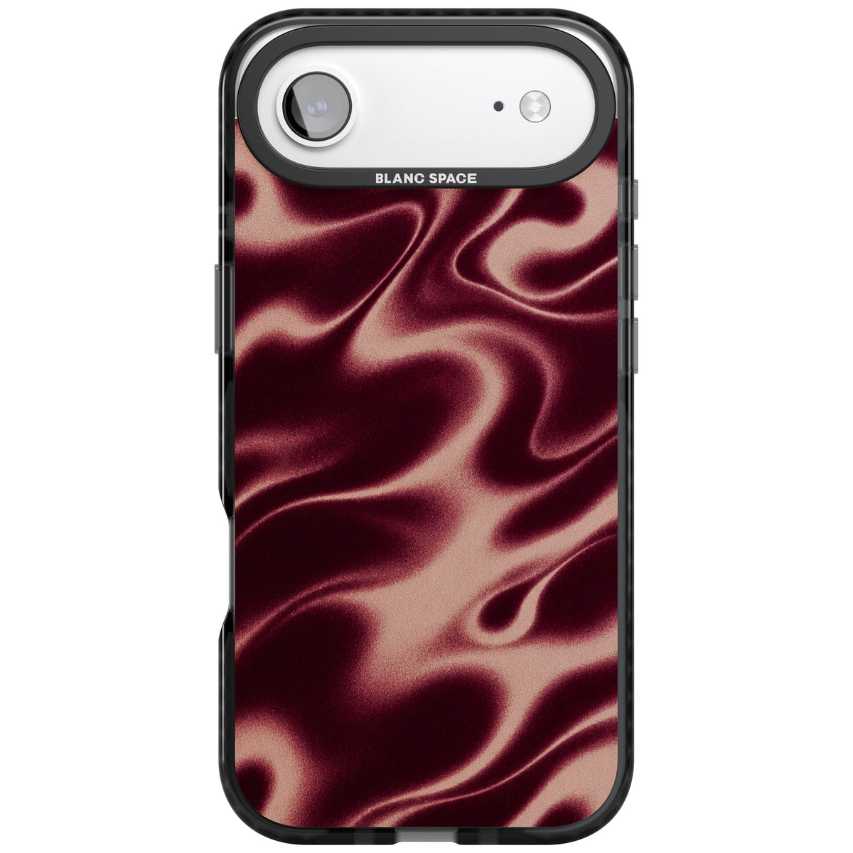 Merlot Sand abstract iPhone case featuring burgundy liquid satin waves, rose-gold highlights and silky folds iPhone Air / iPhone 17 Air Impact Black Phone Case front