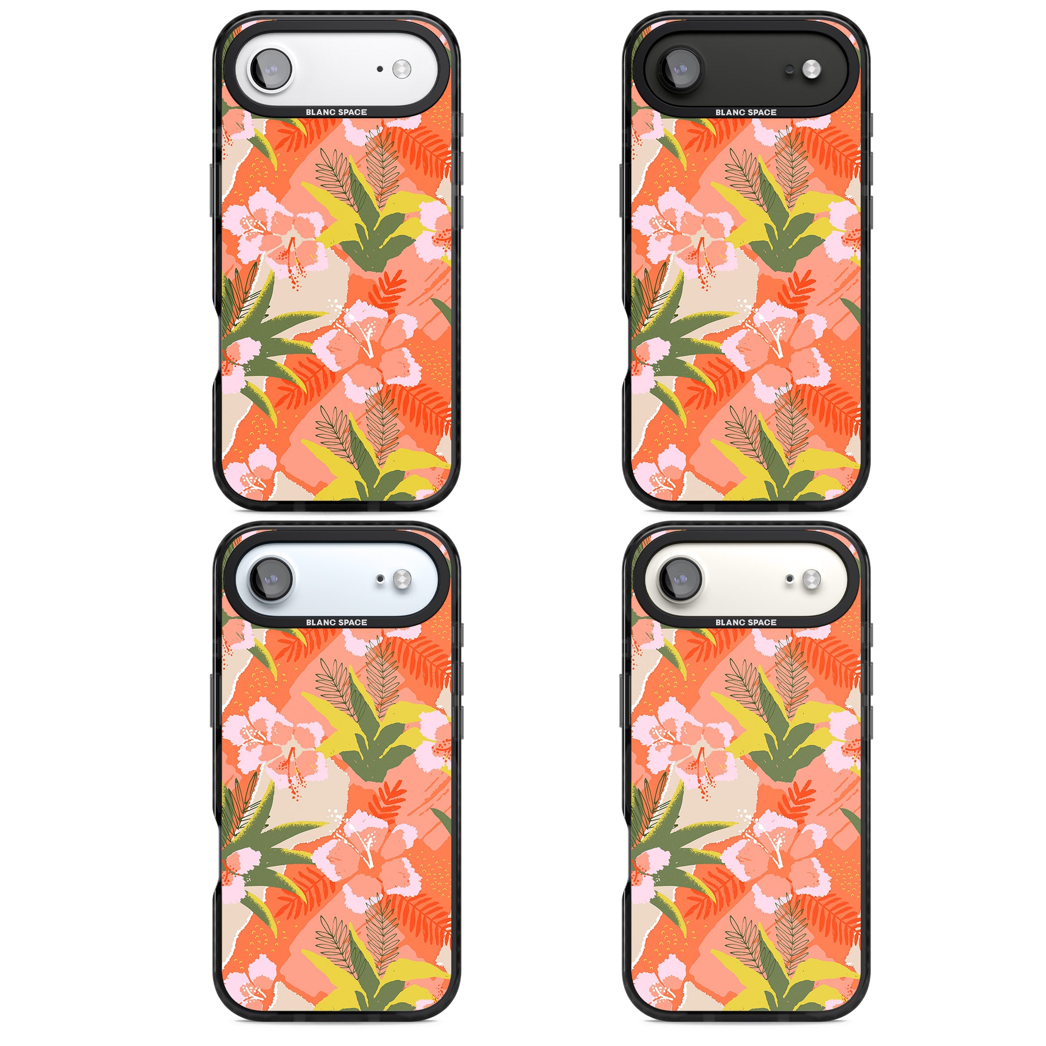 Hawaiian Flowers Abstract Pattern iPhone 17 Air Impact Pro Black Phone Case APT Impact Protection
