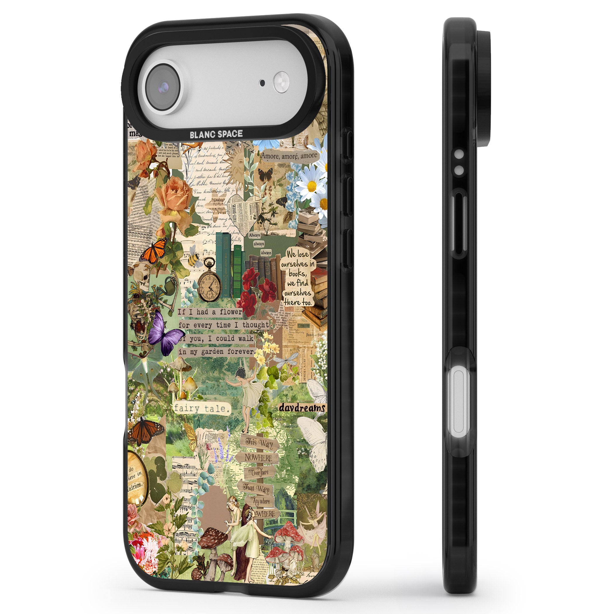 Enchanted Collage iPhone 17 Air Impact Pro Black Phone Case Side Profile