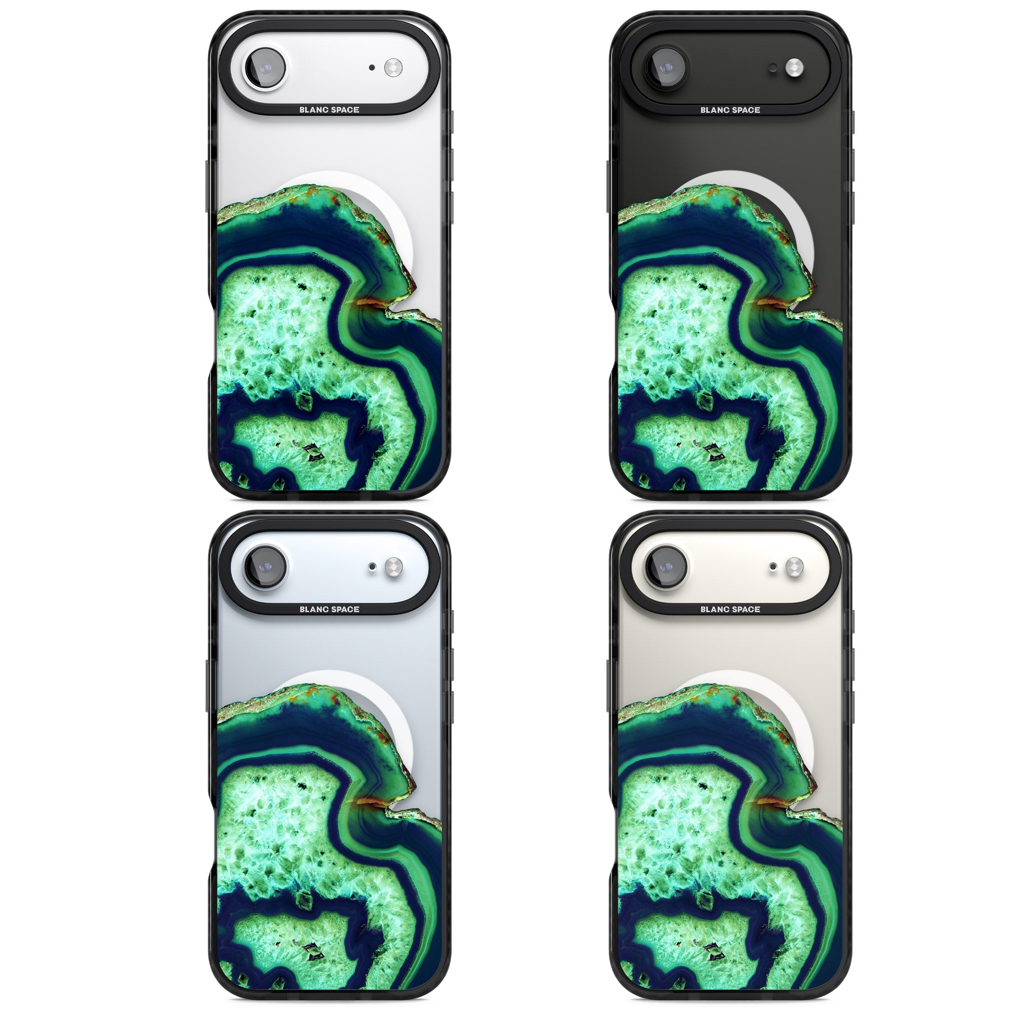 Emerald Agate Slice iPhone 17 Air Impact Pro Black Phone Case APT Impact Protection