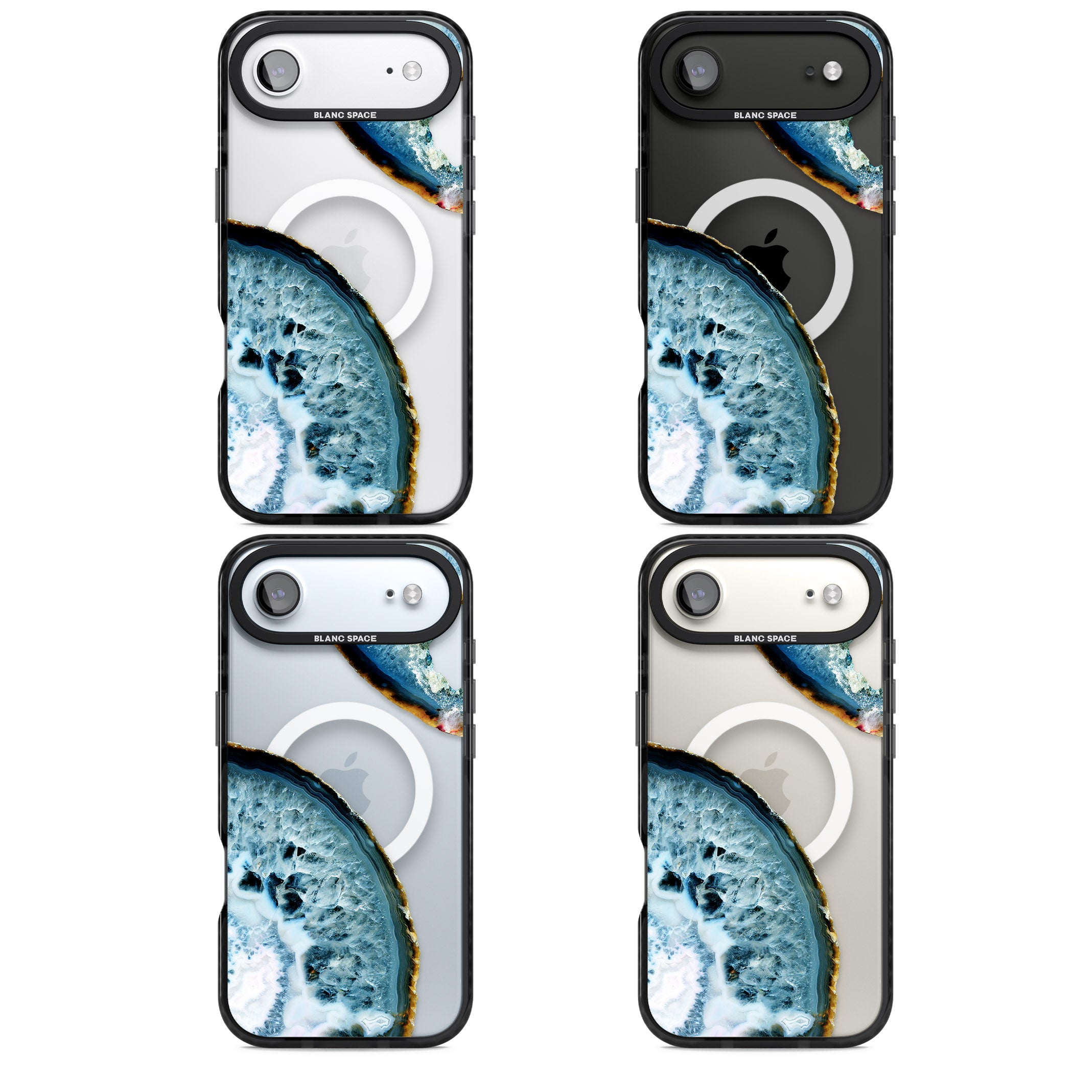 Blue Agate Slice iPhone 17 Air Impact Pro Black Phone Case APT Impact Protection