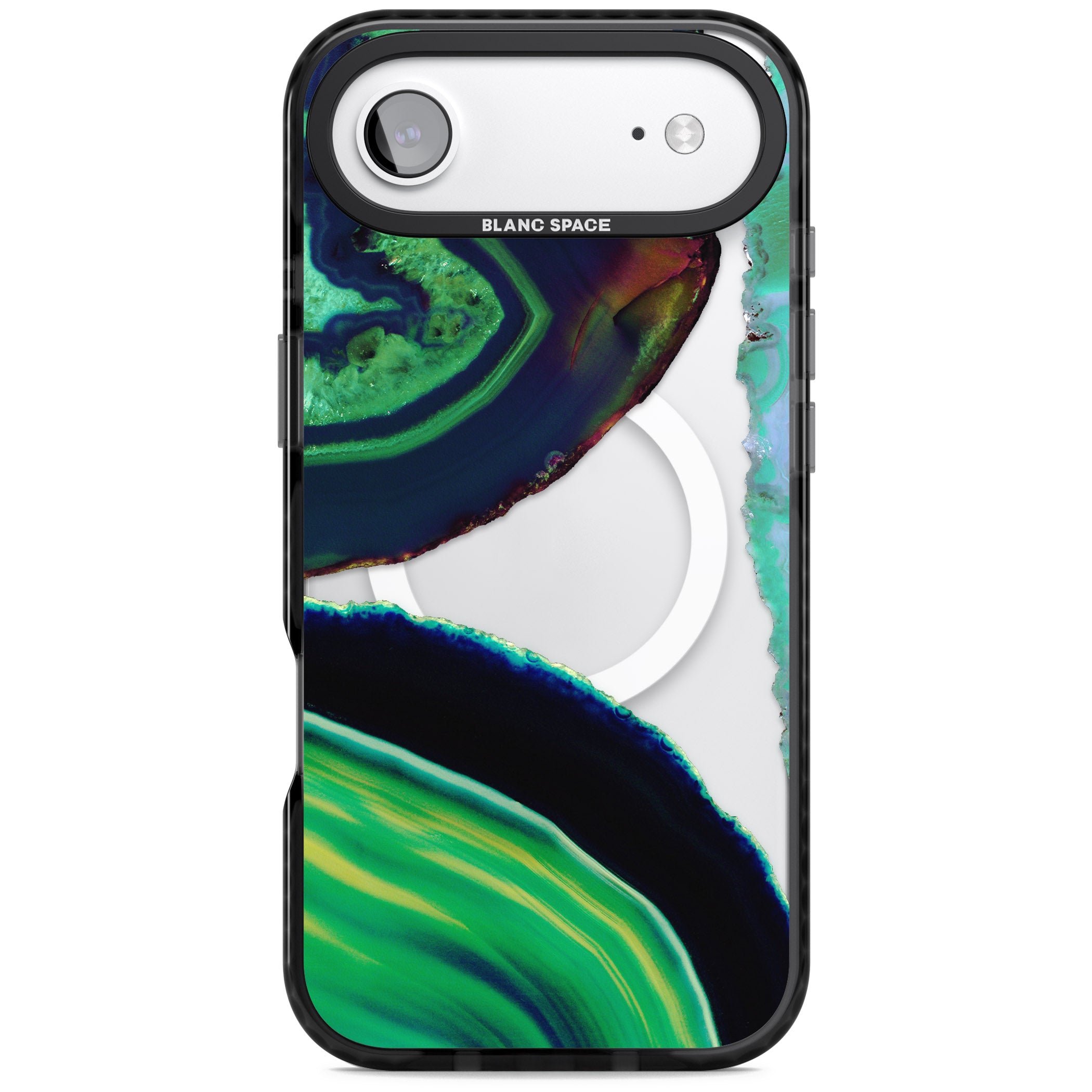 Green Geode Glow iPhone 17 Air Impact Pro Black Phone Case