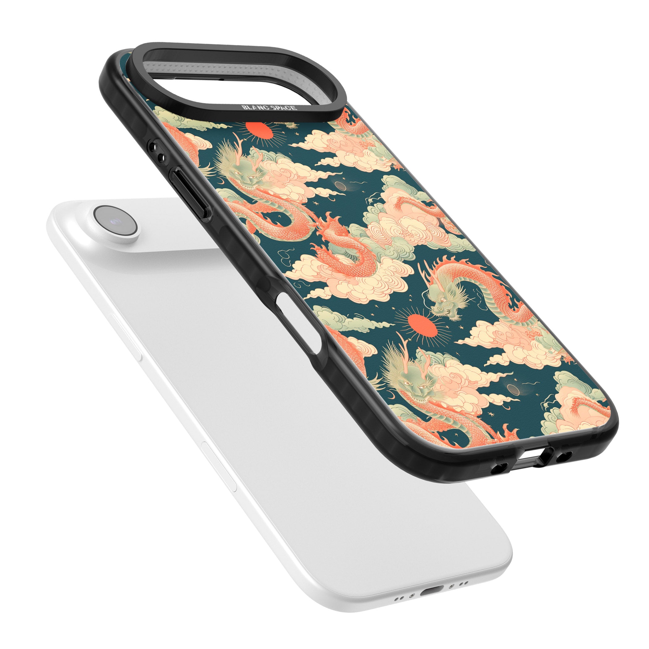 Chinese Dragons Clouds iPhone 17 Air Impact Pro Black Phone Case Colours