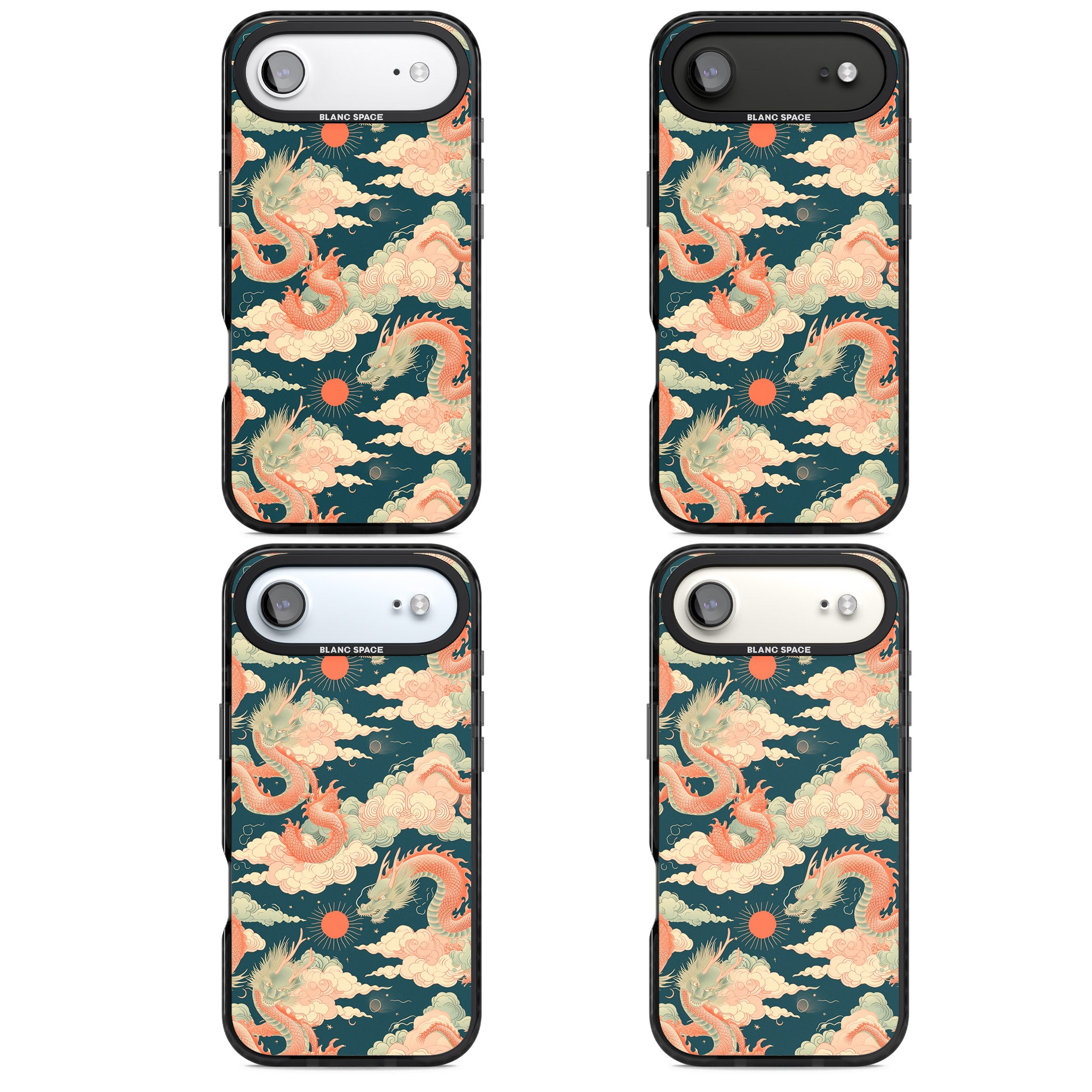 Chinese Dragons Clouds iPhone 17 Air Impact Pro Black Phone Case APT Impact Protection