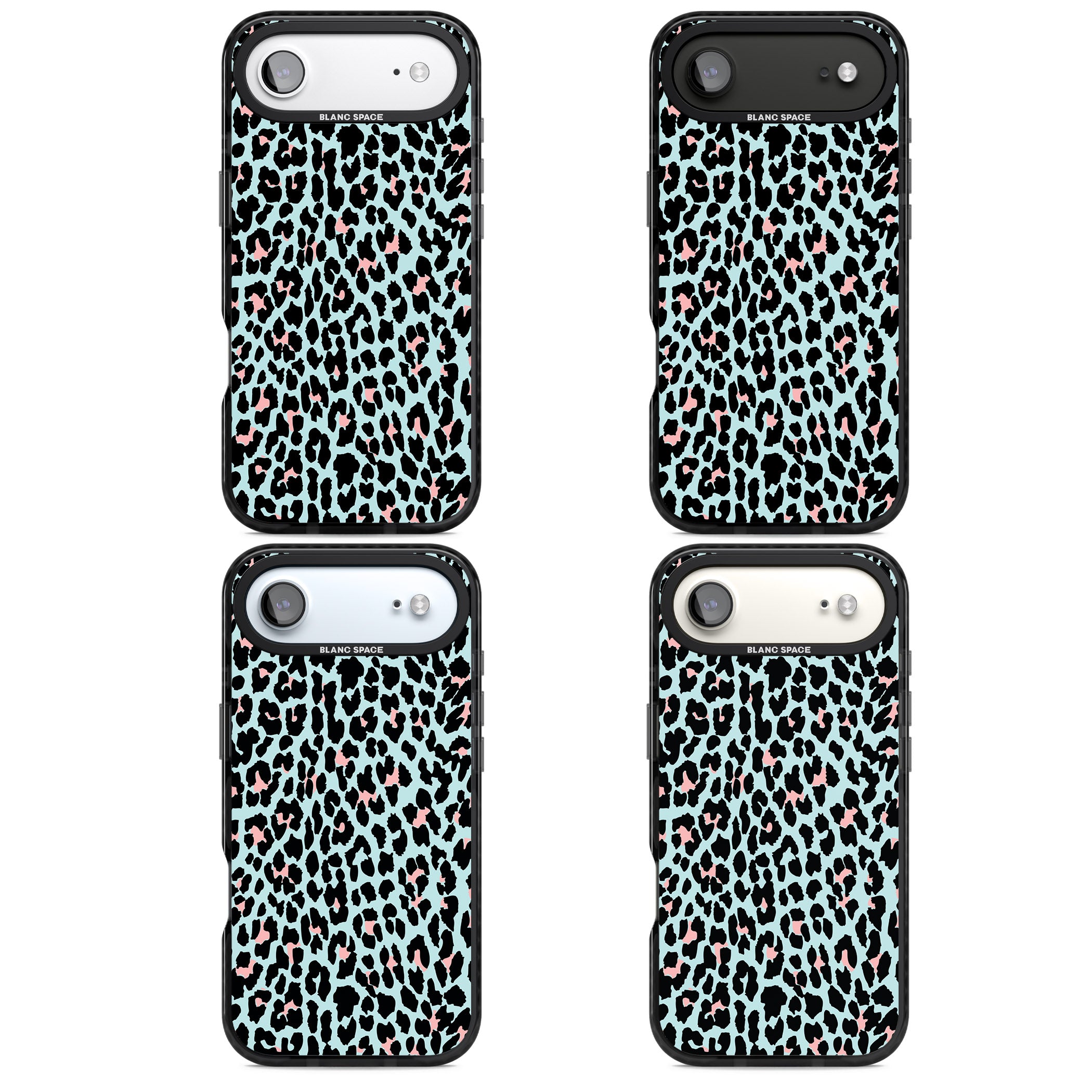 Pastel Blue & Pink Leopard Print iPhone 17 Air Impact Pro Black Phone Case APT Impact Protection
