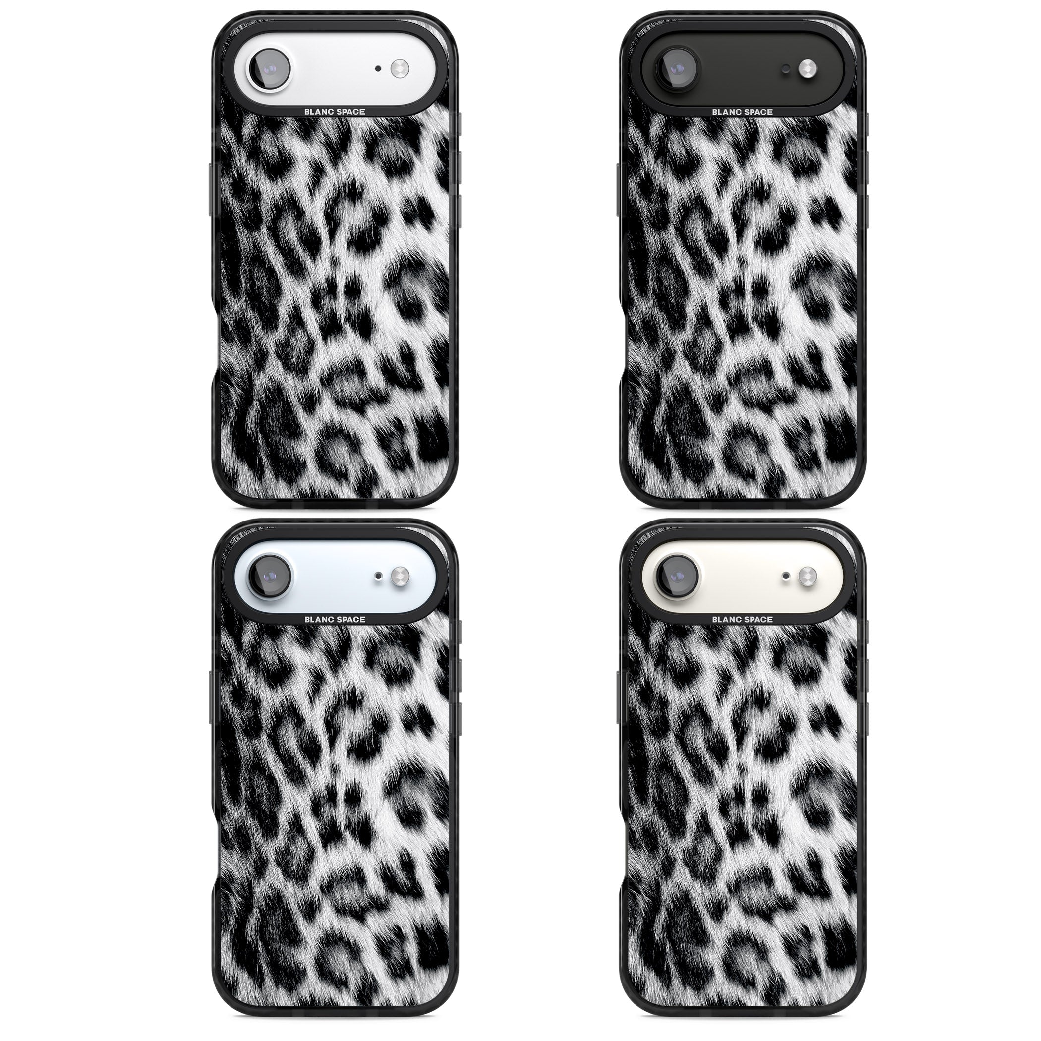 Animal Fur Pattern Snow Leopard iPhone 17 Air Impact Pro Black Phone Case APT Impact Protection