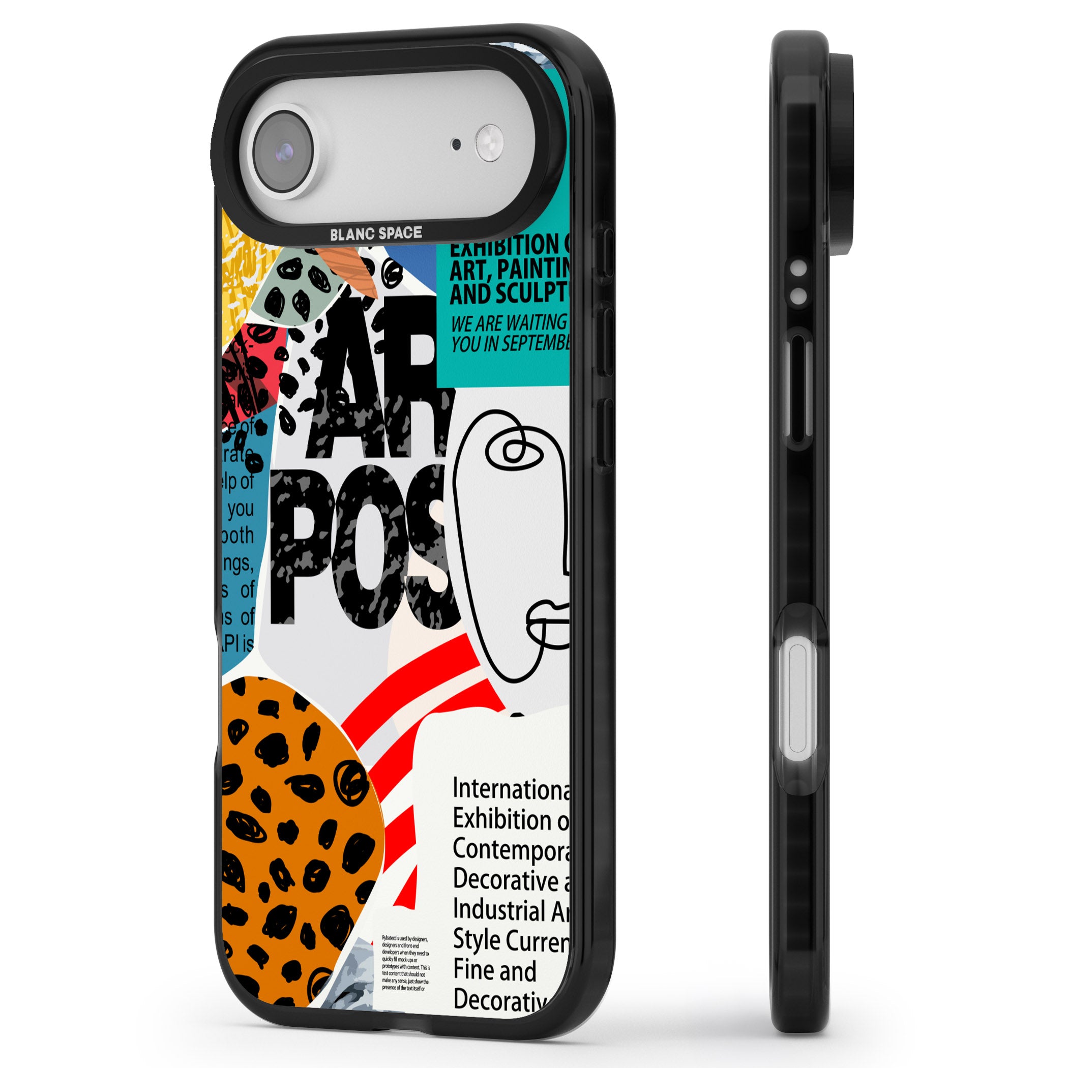 Abstract Art Poster iPhone 17 Air Impact Pro Black Phone Case Side Profile