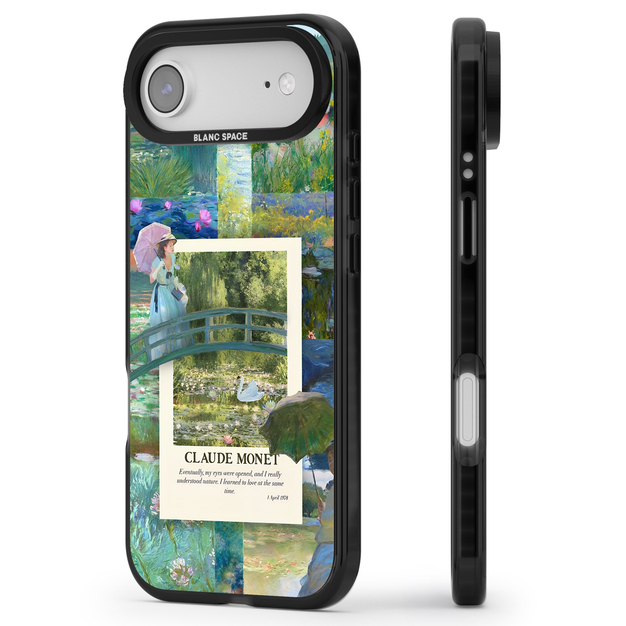 Monet Gardens iPhone 17 Air Impact Pro Black Phone Case Side Profile