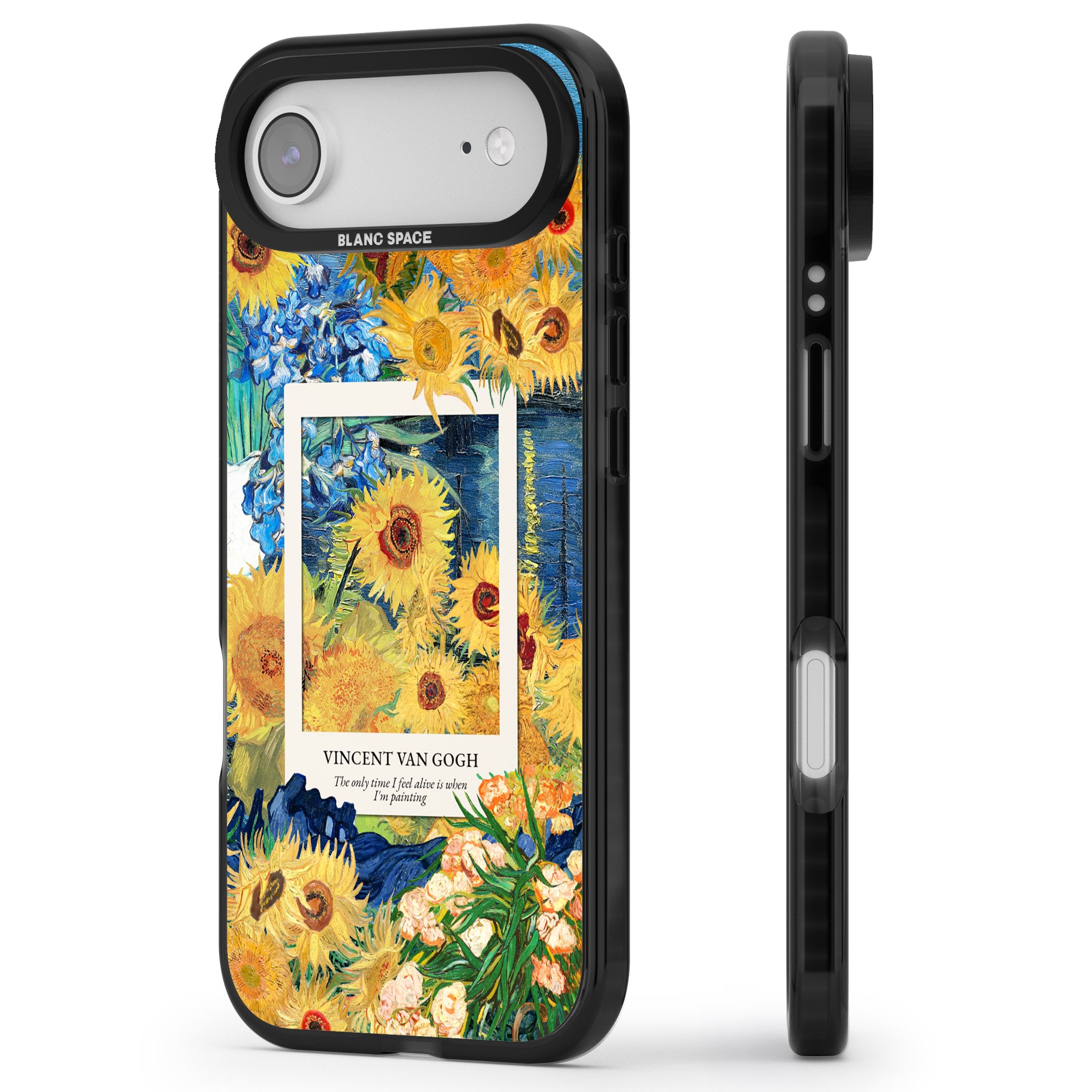 Van Gogh Sunflowers iPhone 17 Air Impact Pro Black Phone Case Side Profile