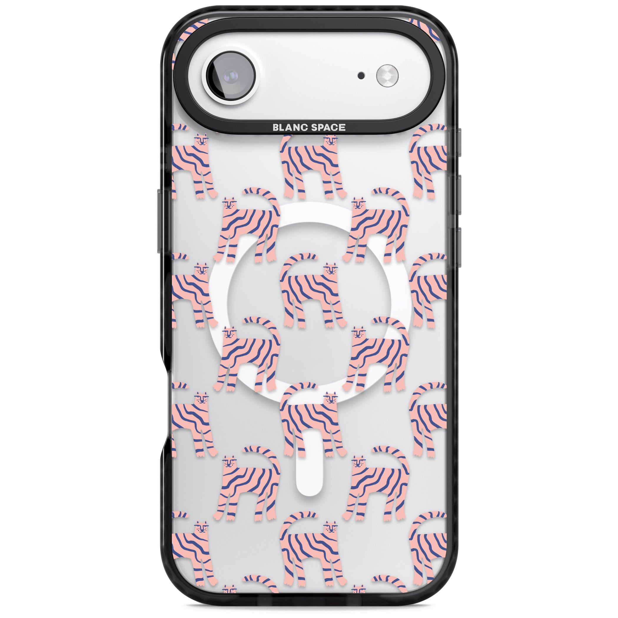 Pink And Blue Cat Pattern iPhone 17 Air Impact Pro Black Phone Case