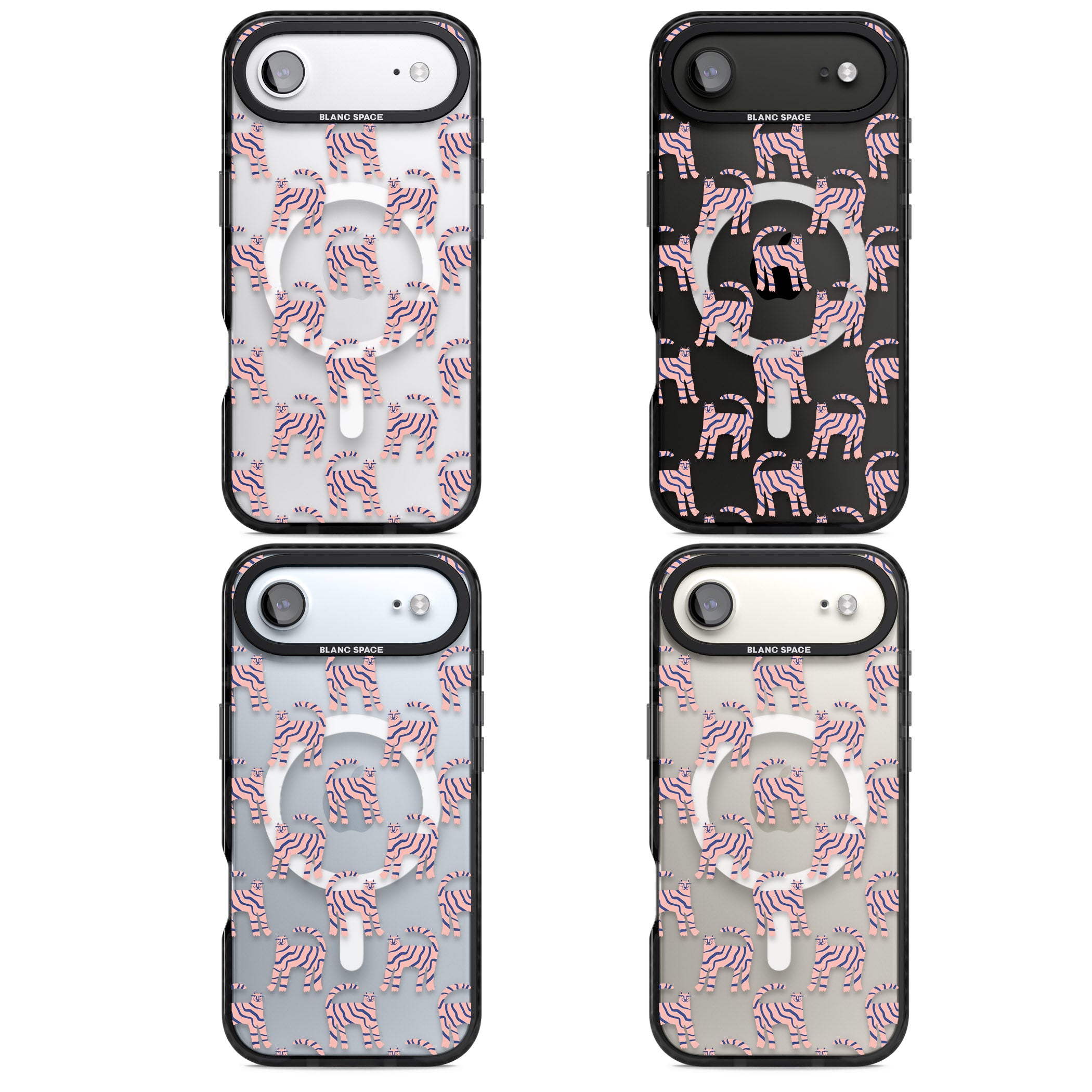 Pink And Blue Cat Pattern iPhone 17 Air Impact Pro Black Phone Case APT Impact Protection