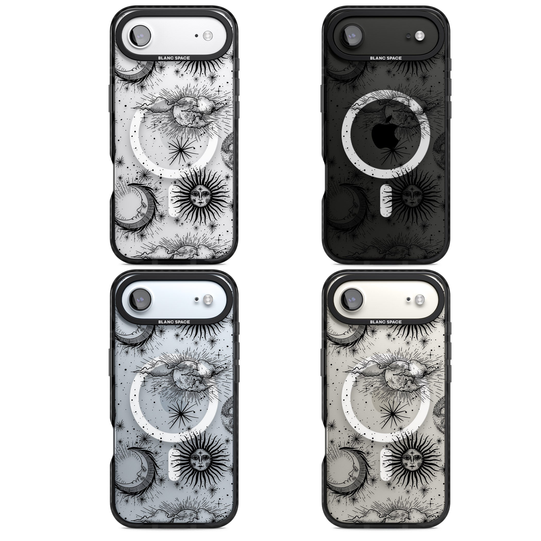 Suns, Moons & Clouds iPhone 17 Air Impact Pro Black Phone Case APT Impact Protection