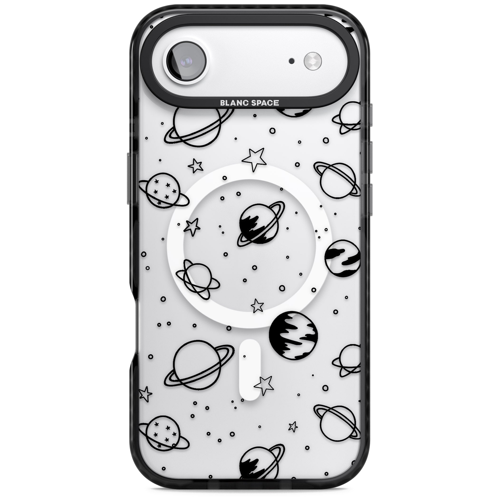 Cosmic Sketch Black Clear iPhone 17 Air Impact Pro Black Phone Case