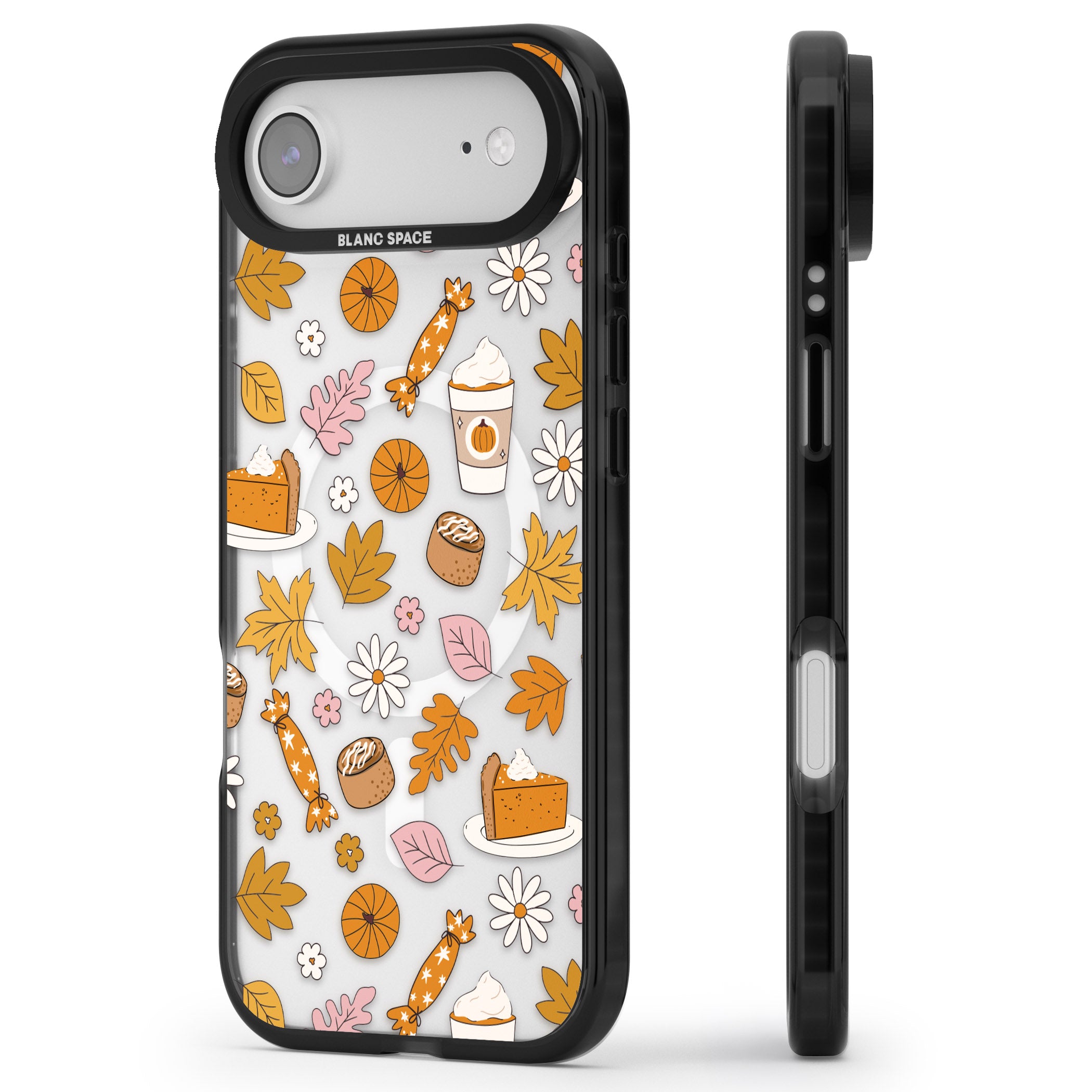 Pumpkin Spice iPhone 17 Air Impact Pro Black Phone Case Side Profile