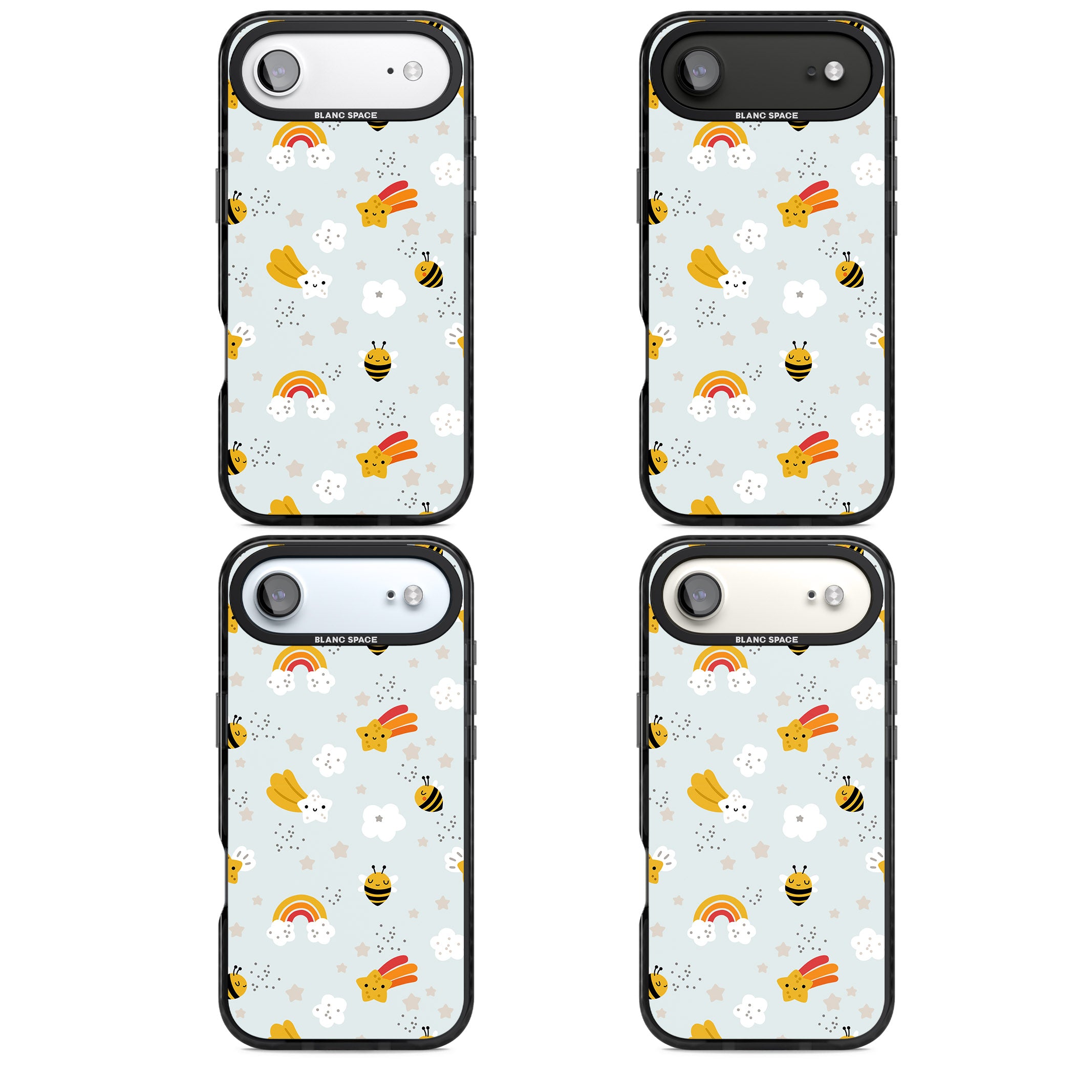 Sweet As Honey Patterns: Bees & Rainbows iPhone 17 Air Impact Pro Black Phone Case APT Impact Protection