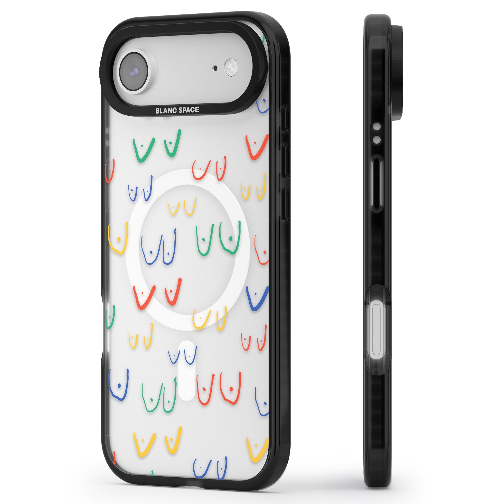 Boob Pattern (Mixed Colours) iPhone 17 Air Impact Pro Black Phone Case Side Profile
