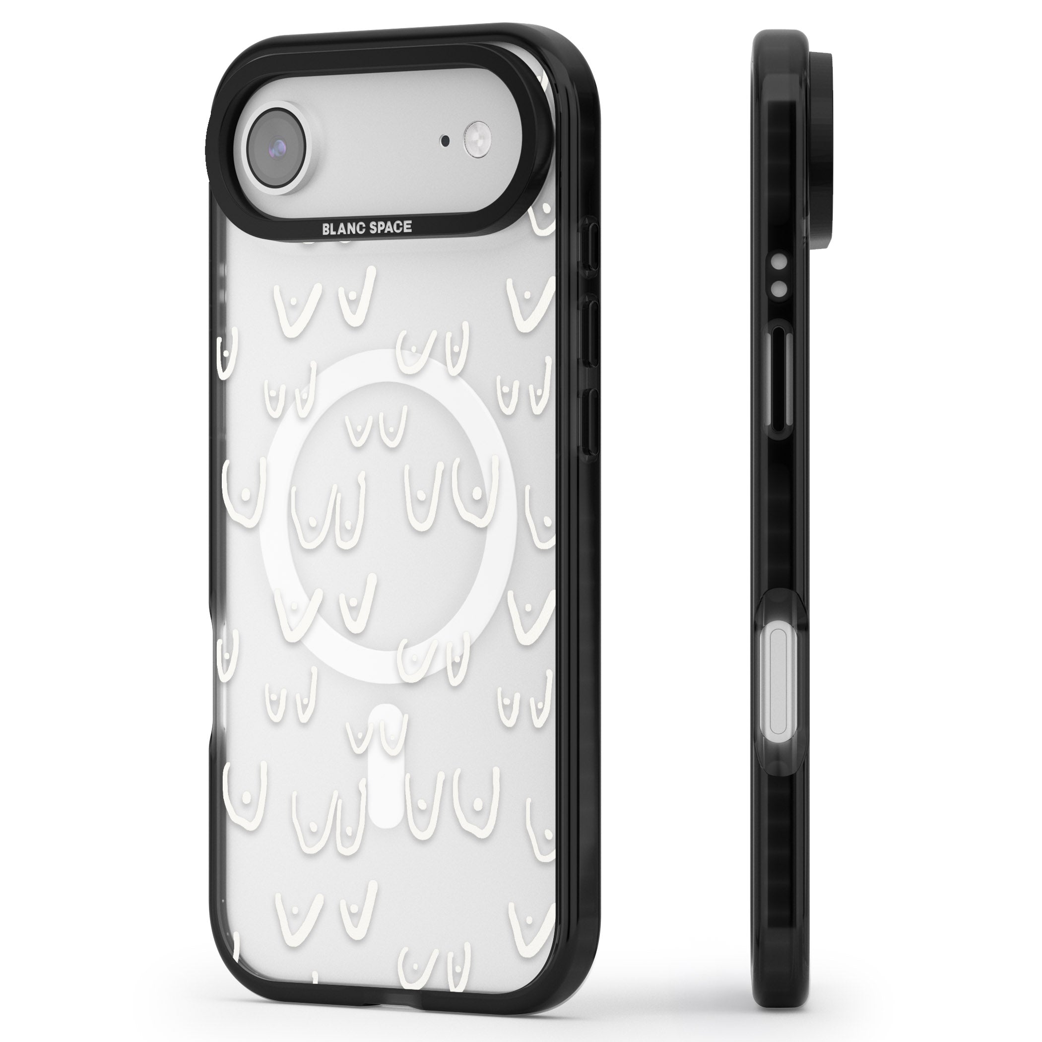 Boob Pattern (White) iPhone 17 Air Impact Pro Black Phone Case Side Profile