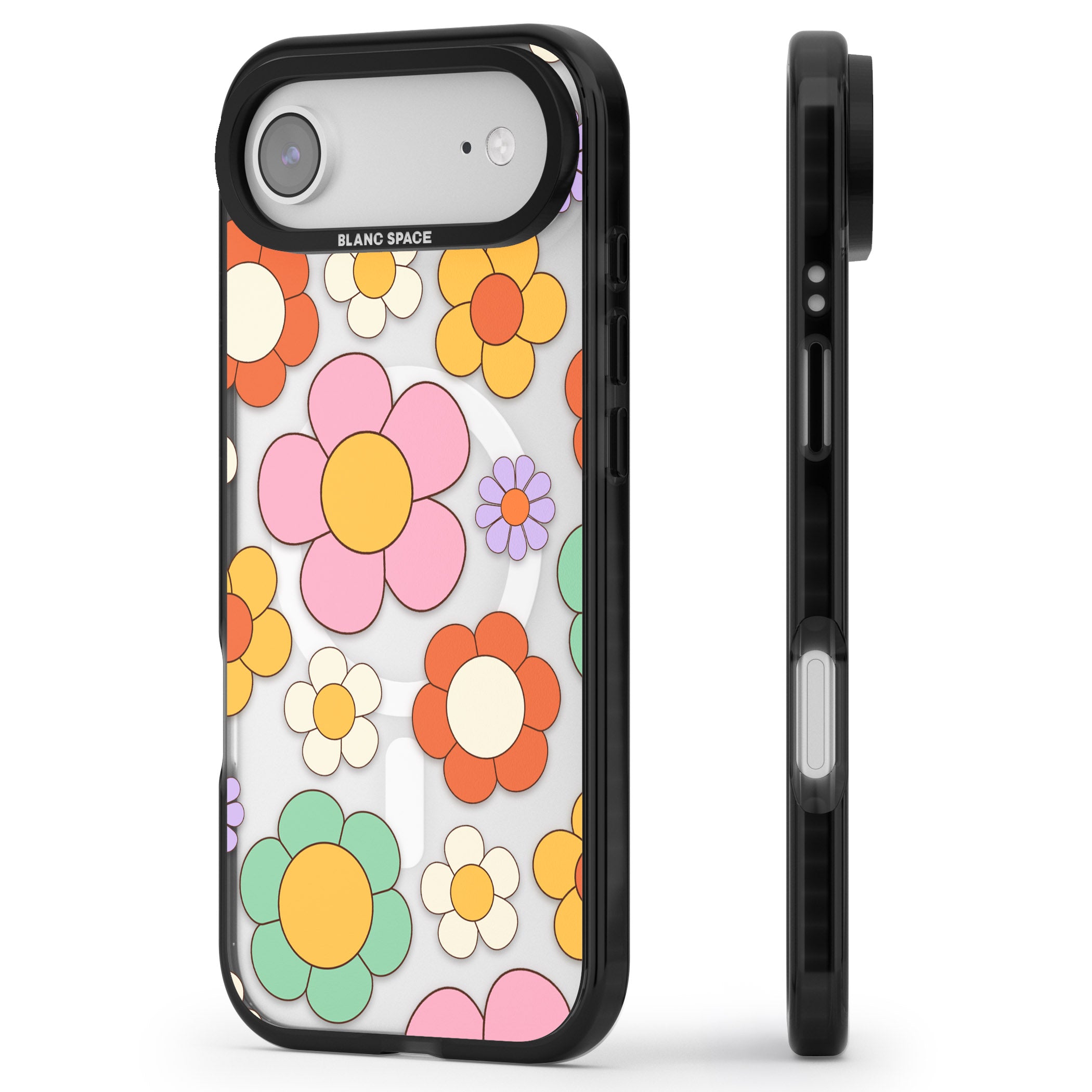 Groovy Blossoms iPhone 17 Air Impact Pro Black Phone Case Side Profile
