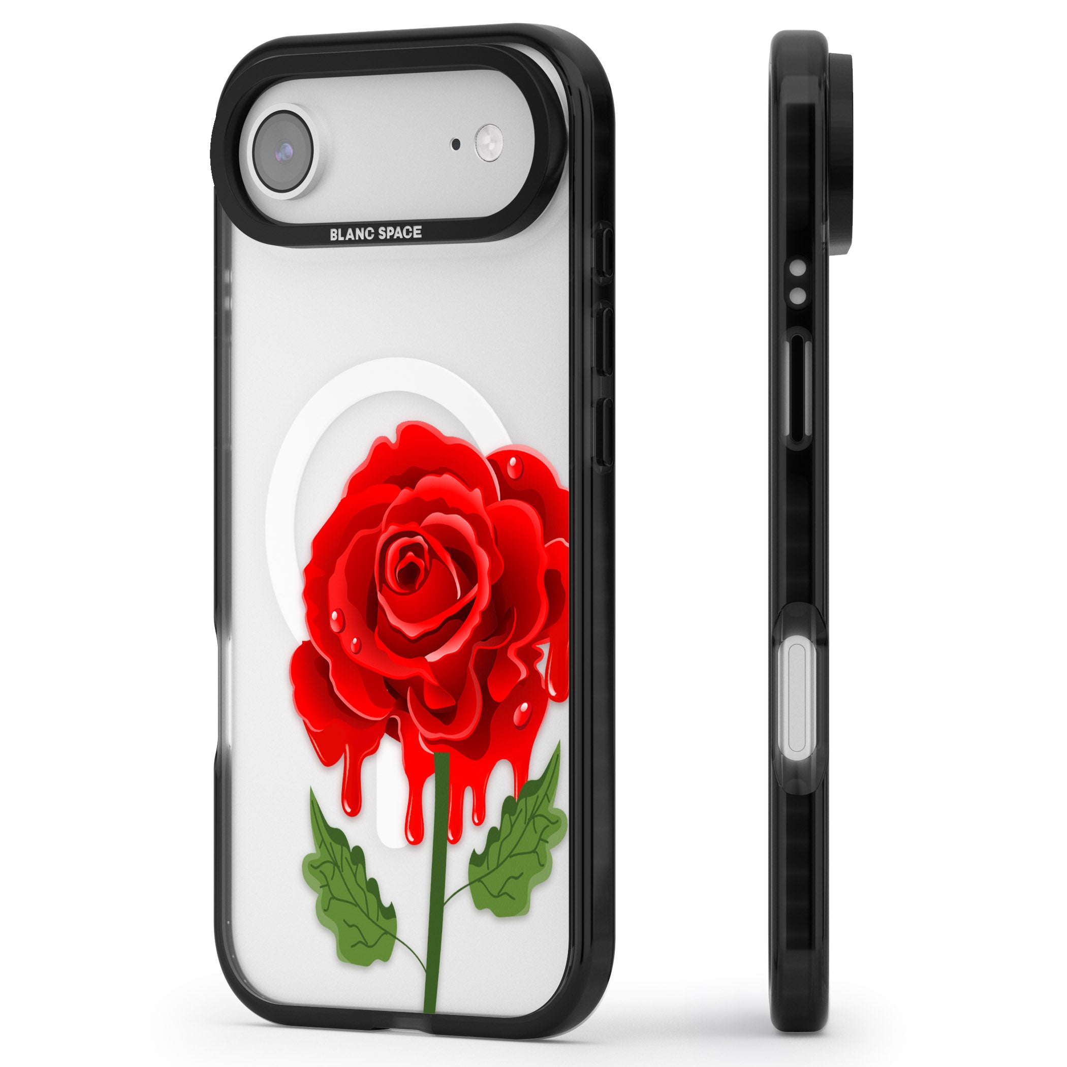 Melting Rose iPhone 17 Air Impact Pro Black Phone Case Side Profile